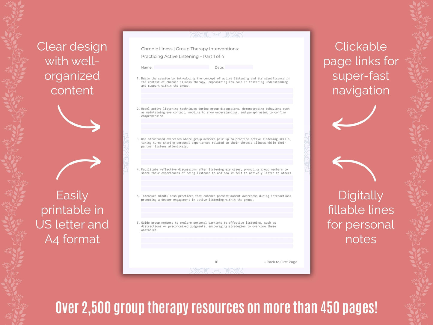 Chronic Illness Group Therapy Counseling Templates