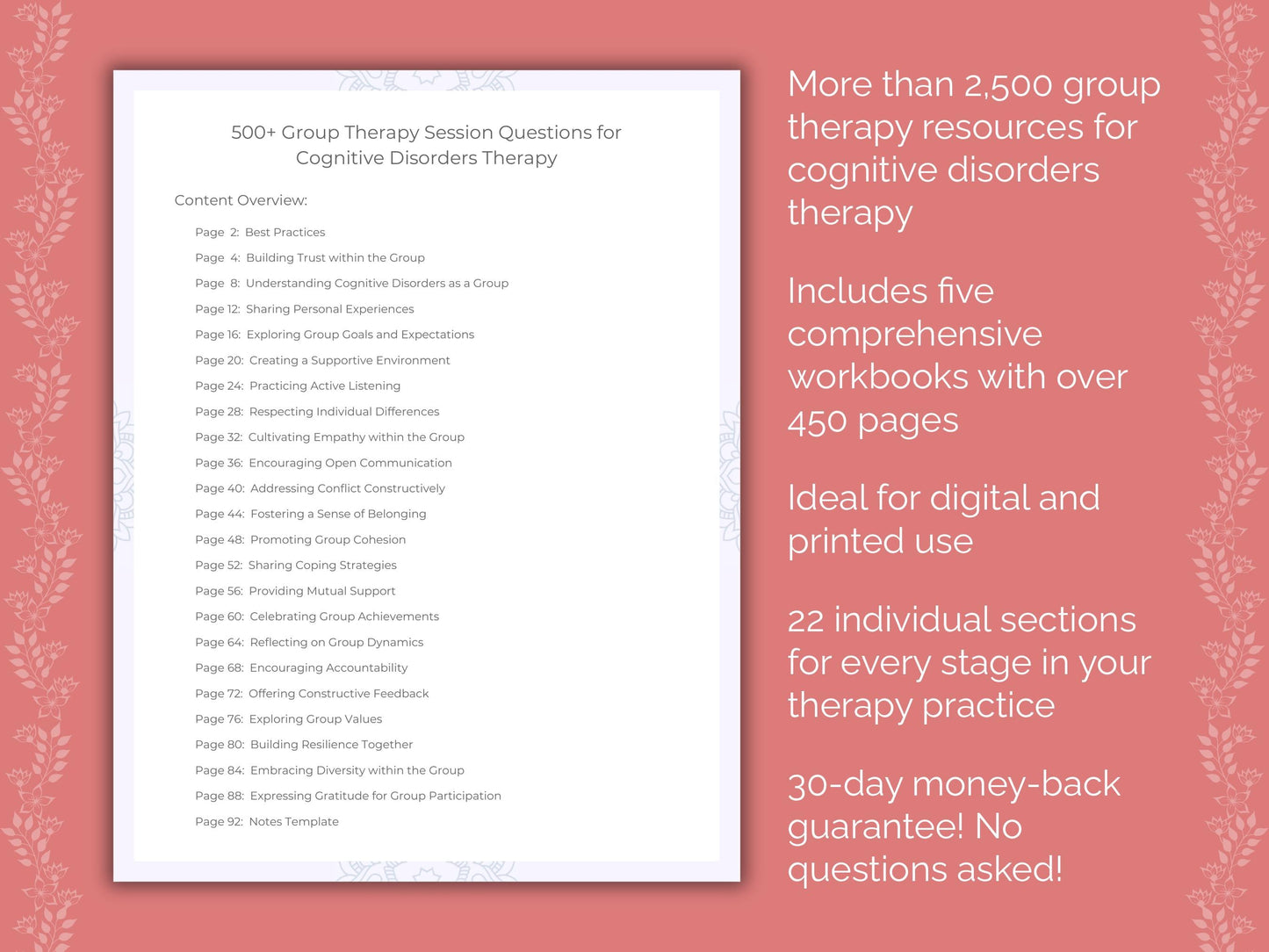 Cognitive Disorders Group Therapy Therapist Worksheets