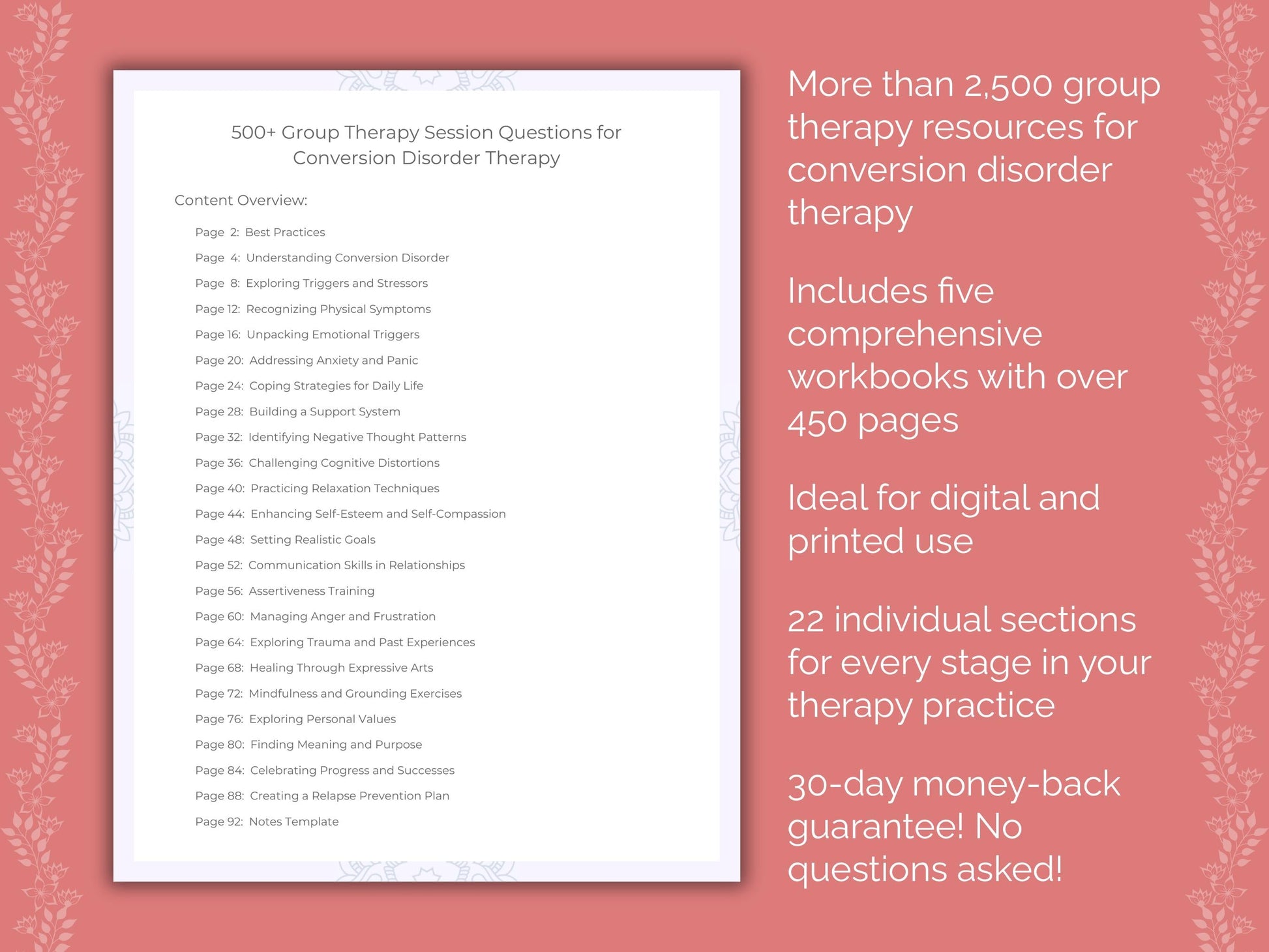 Conversion Disorder Group Therapy Therapist Worksheets