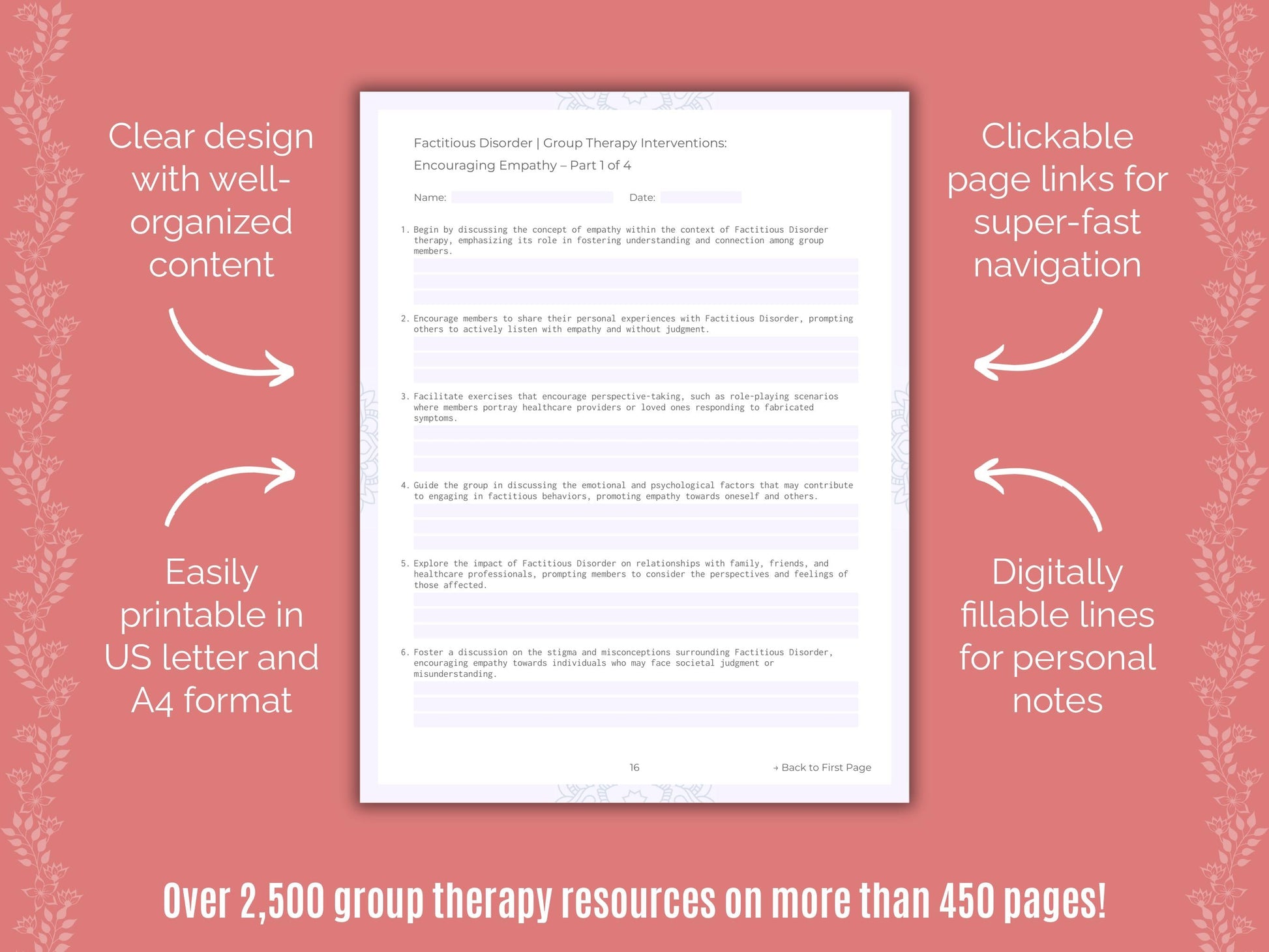 Factitious Disorder Group Therapy Counseling Templates