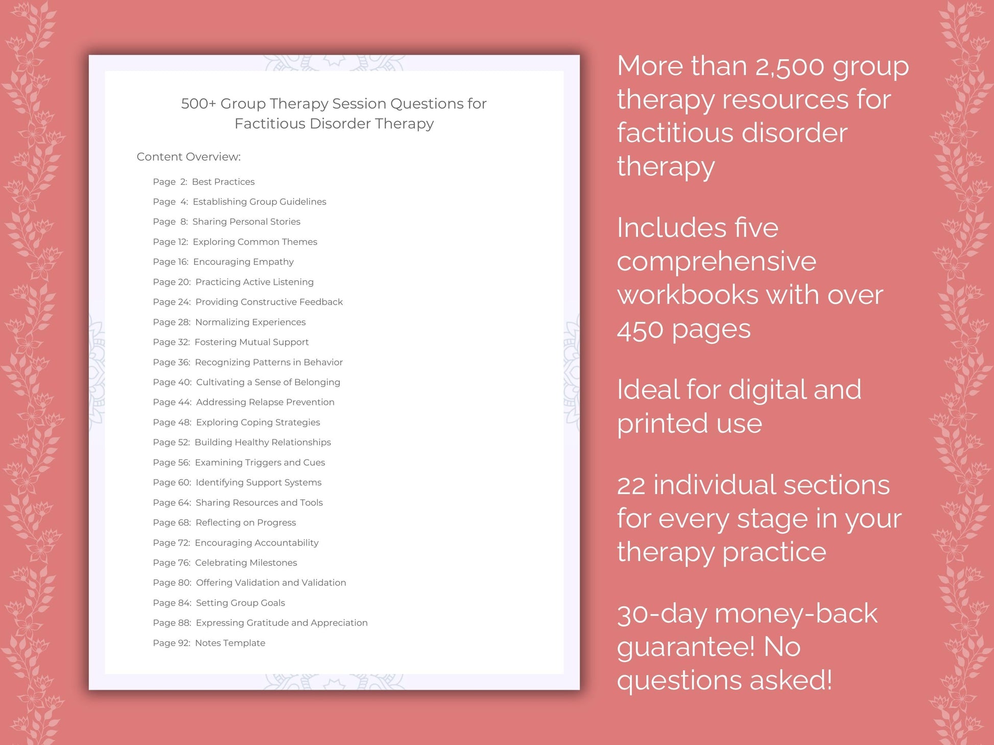 Factitious Disorder Group Therapy Therapist Worksheets