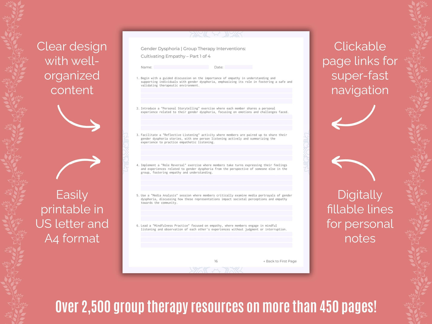 Gender Dysphoria Group Therapy Counseling Templates