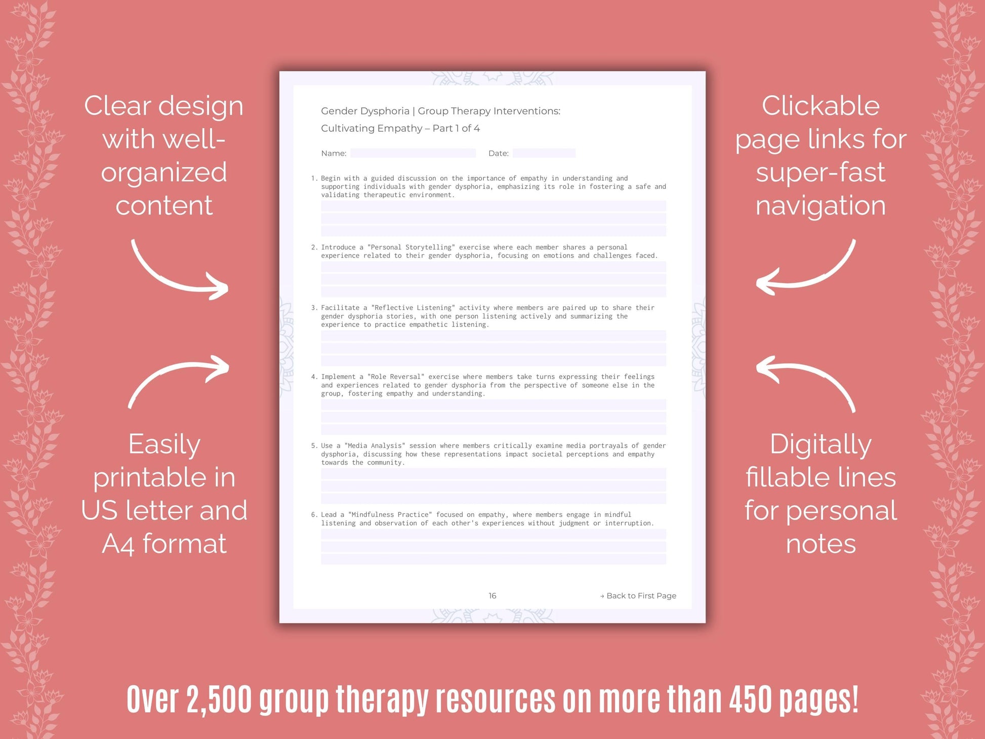 Gender Dysphoria Group Therapy Counseling Templates