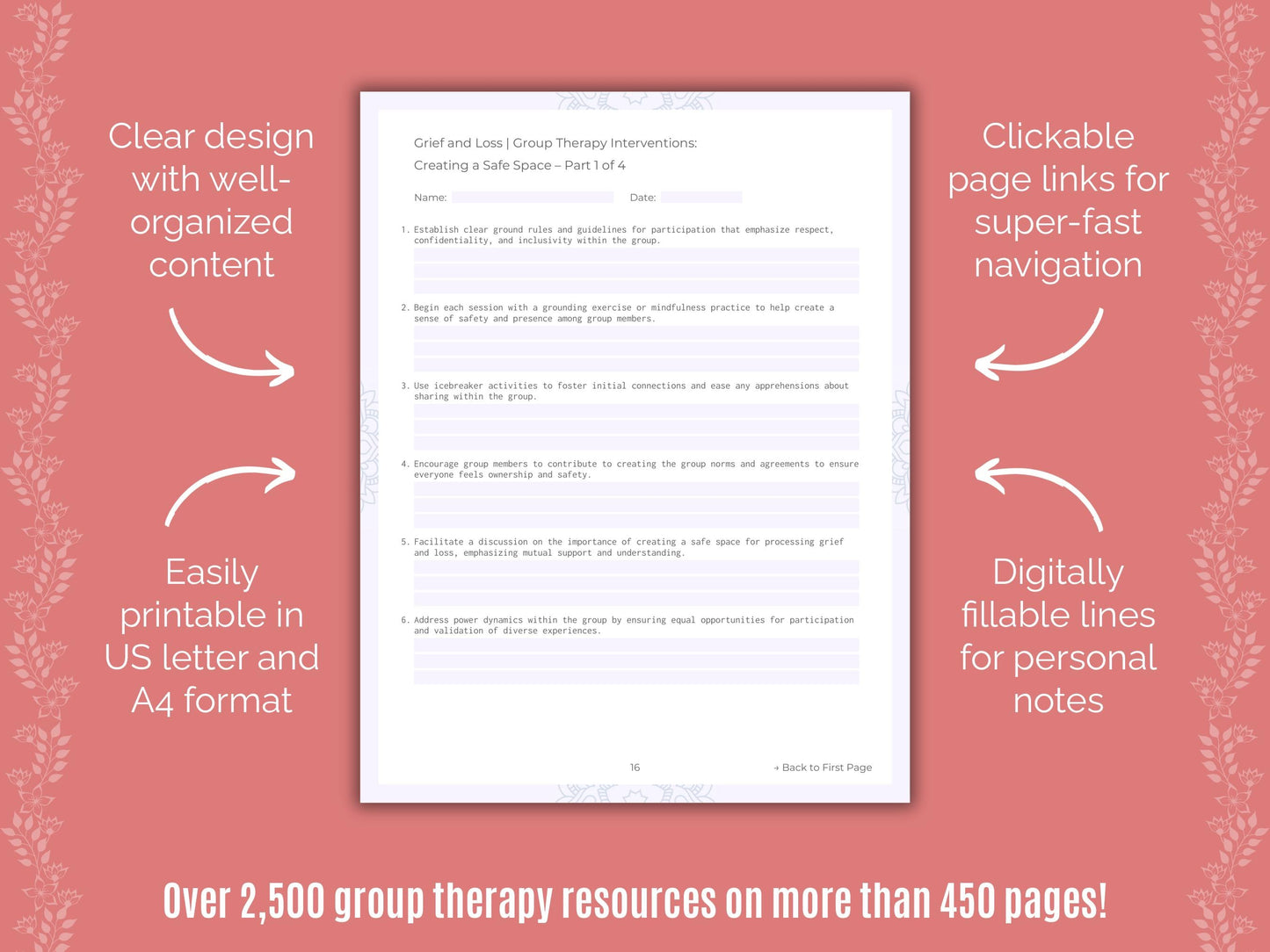 Grief and Loss Group Therapy Counseling Templates