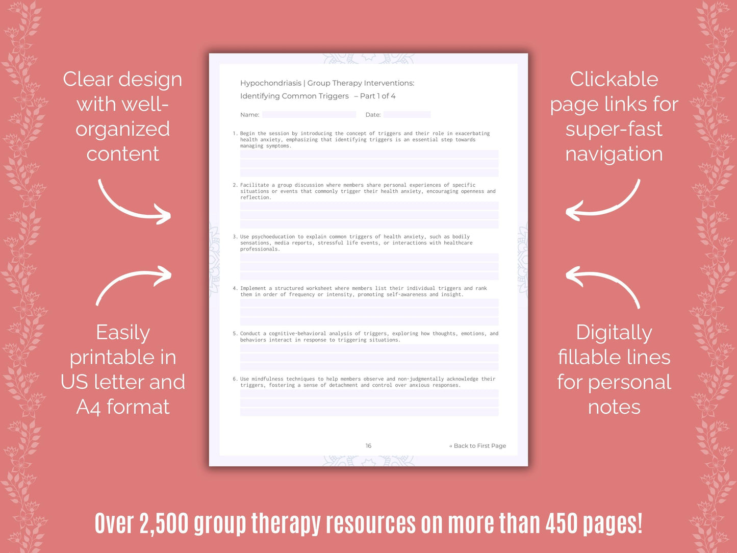 Hypochondriasis Group Therapy Counseling Templates