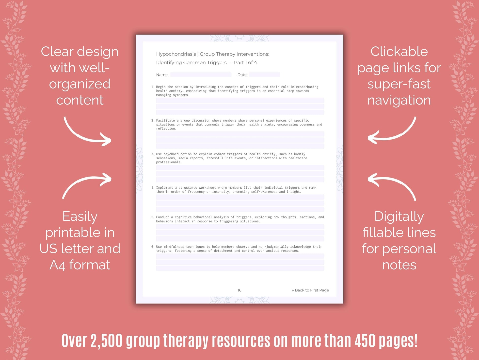 Hypochondriasis Group Therapy Counseling Templates