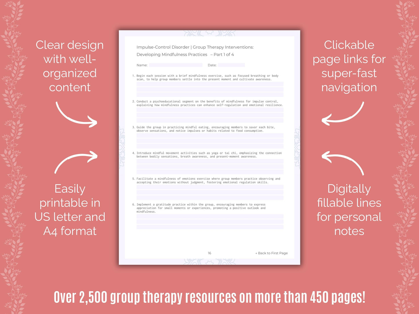 Impulse-Control Disorder (ICD) Group Therapy Counseling Templates