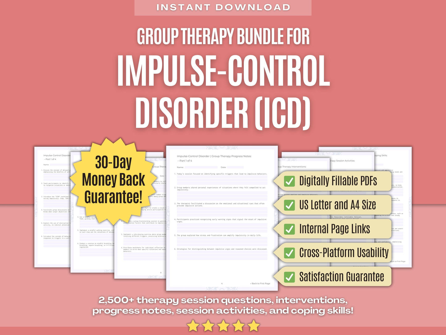 Impulse-Control Disorder (ICD) Group Therapy Psychology Workbooks