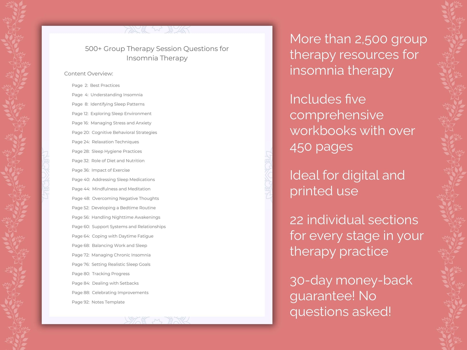 Insomnia Group Therapy Therapist Worksheets