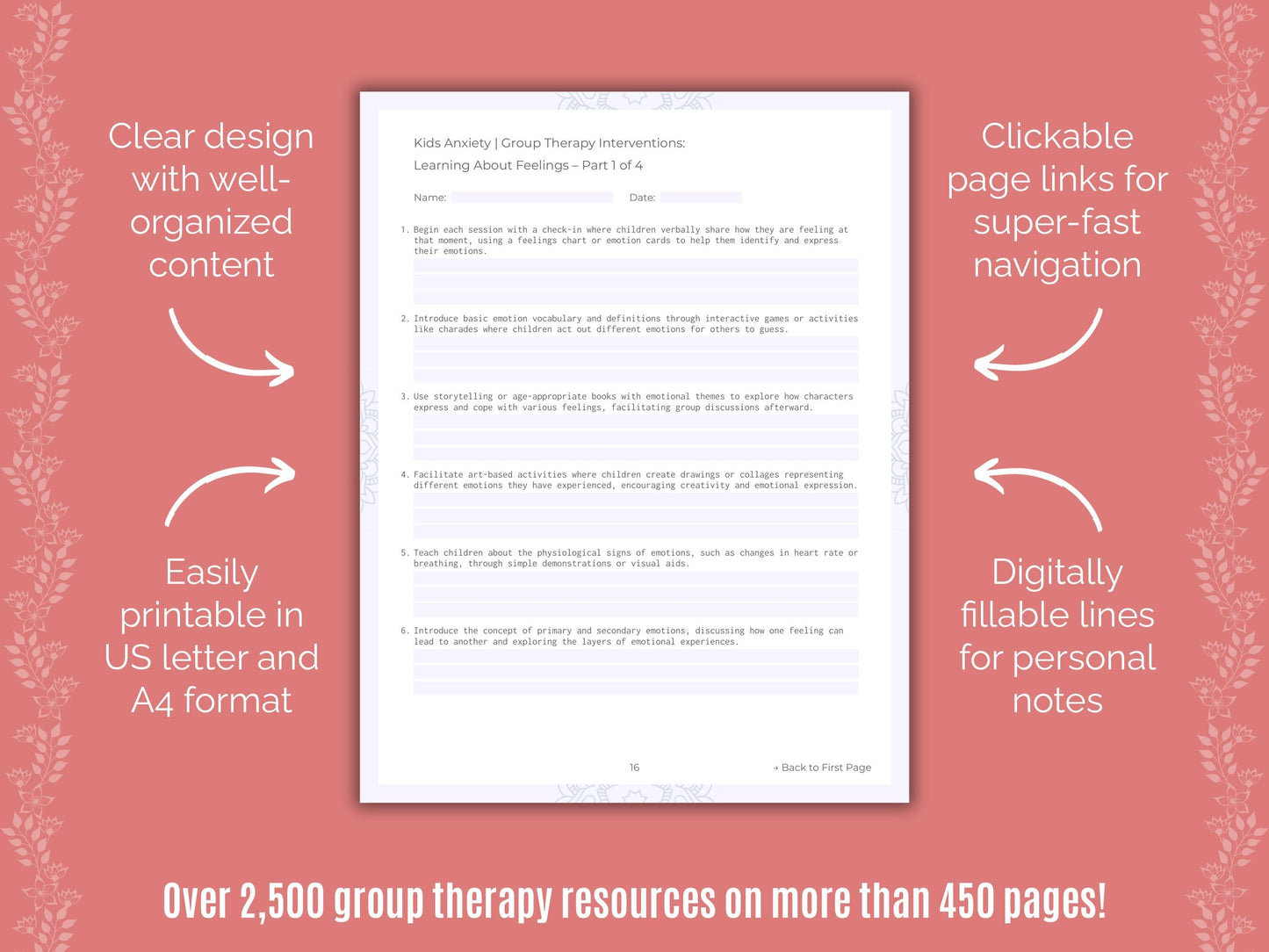 Kids Anxiety Group Therapy Counseling Templates