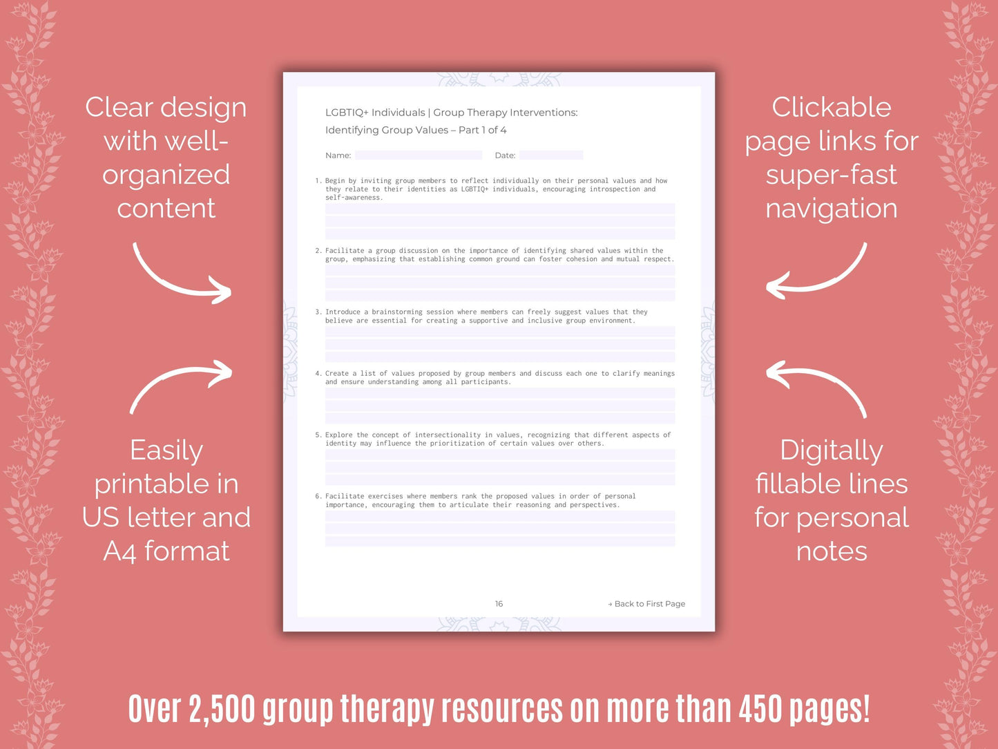 LGBTIQ+ Individuals Group Therapy Counseling Templates