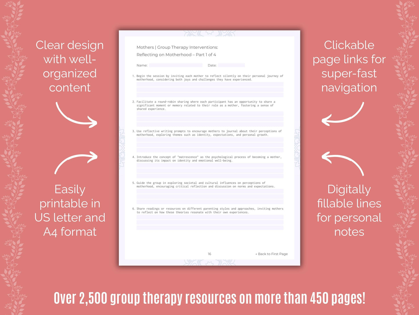 Mothers Group Therapy Counseling Templates