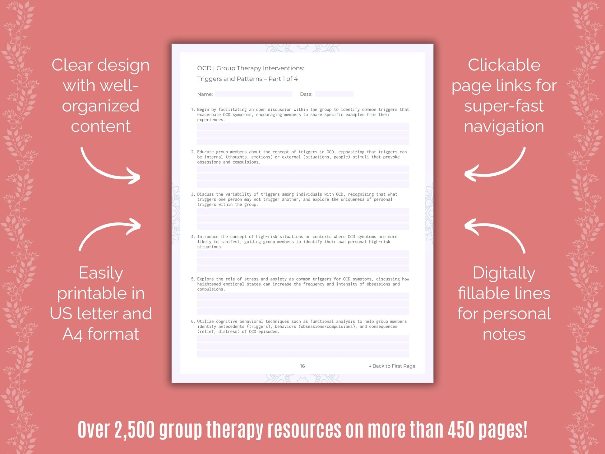 Obsessive-Compulsive Disorder (OCD) Group Therapy Counseling Templates