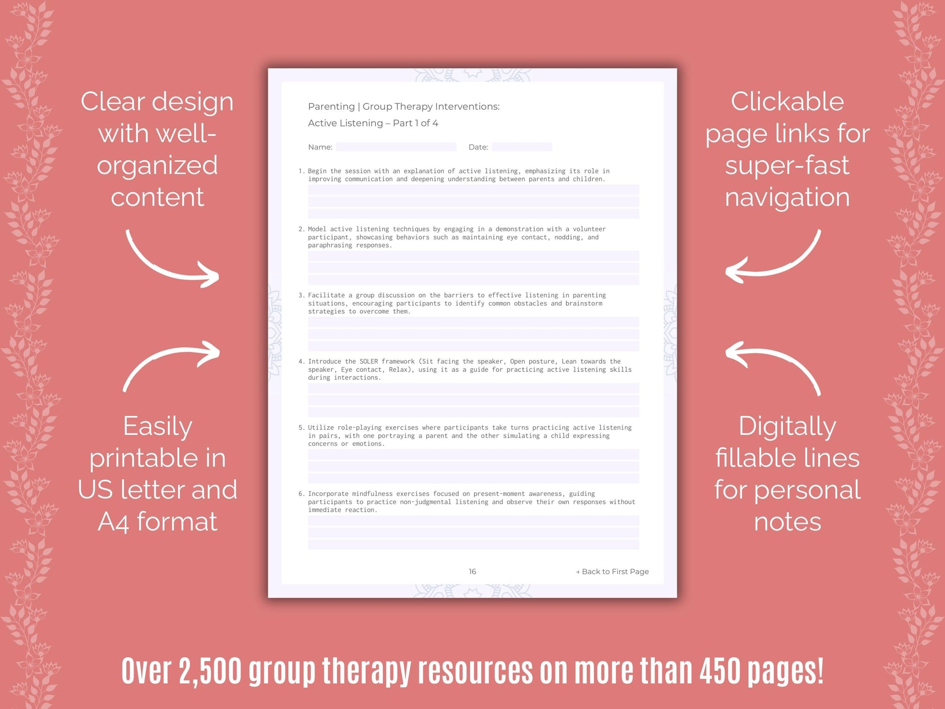 Parenting Group Therapy Counseling Templates