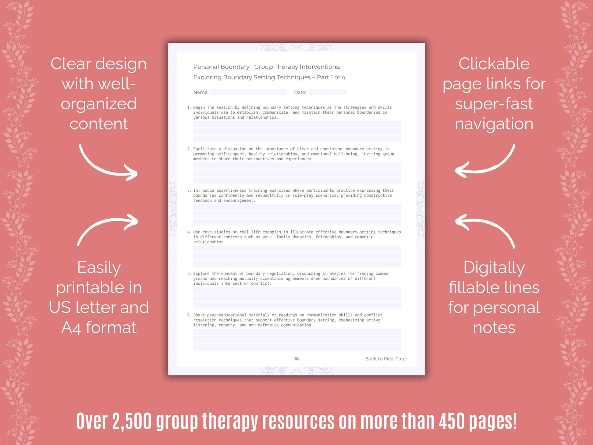 Personal Boundary Group Therapy Counseling Templates