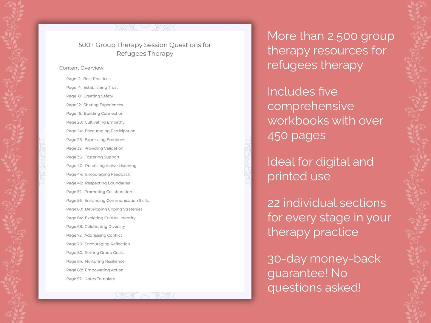 Refugees Group Therapy Therapist Worksheets