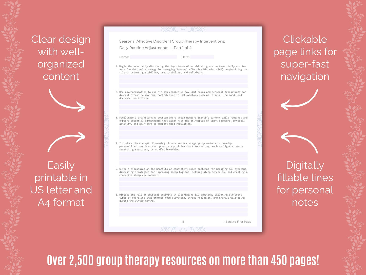 Seasonal Affective Disorder Group Therapy Counseling Templates