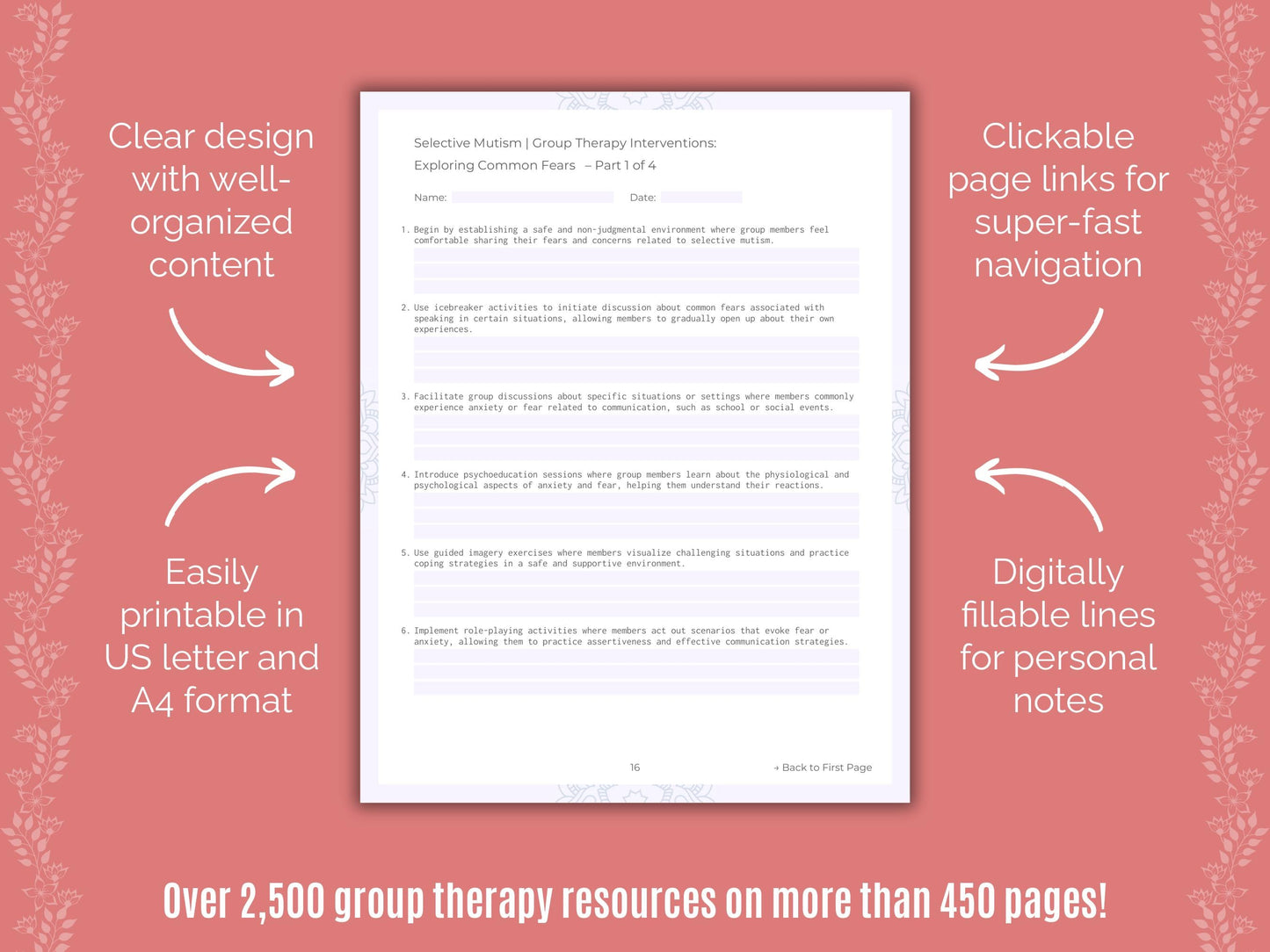 Selective Mutism Group Therapy Counseling Templates