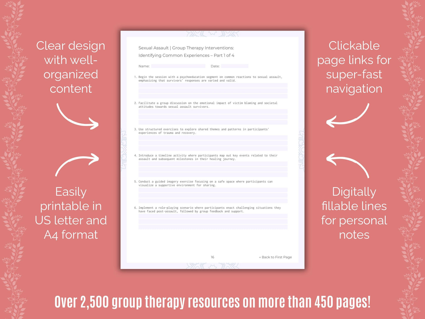 Sexual Assault Group Therapy Counseling Templates