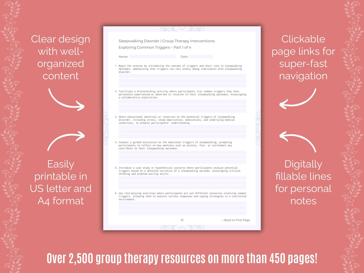 Sleepwalking Disorder Group Therapy Counseling Templates