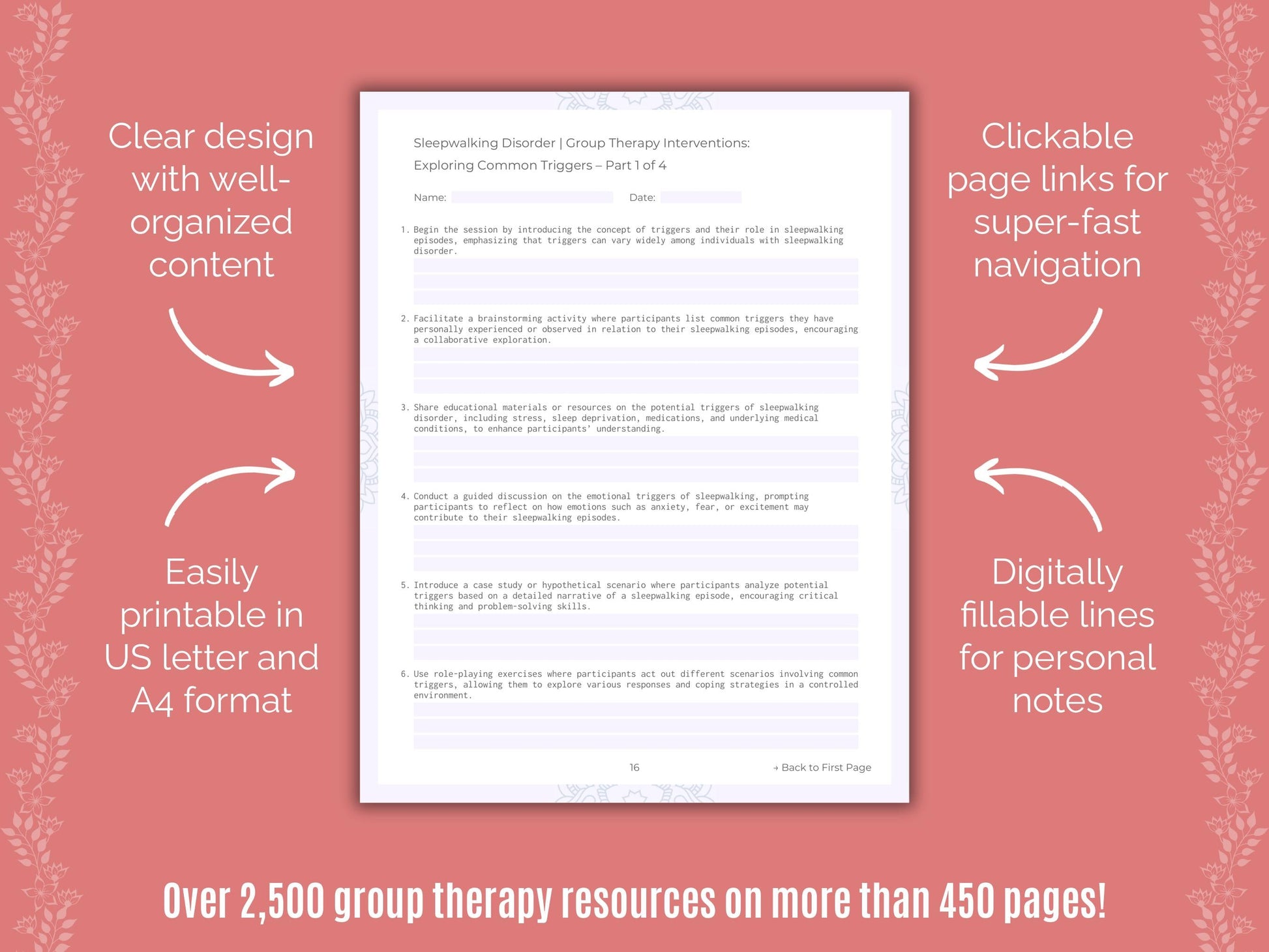 Sleepwalking Disorder Group Therapy Counseling Templates