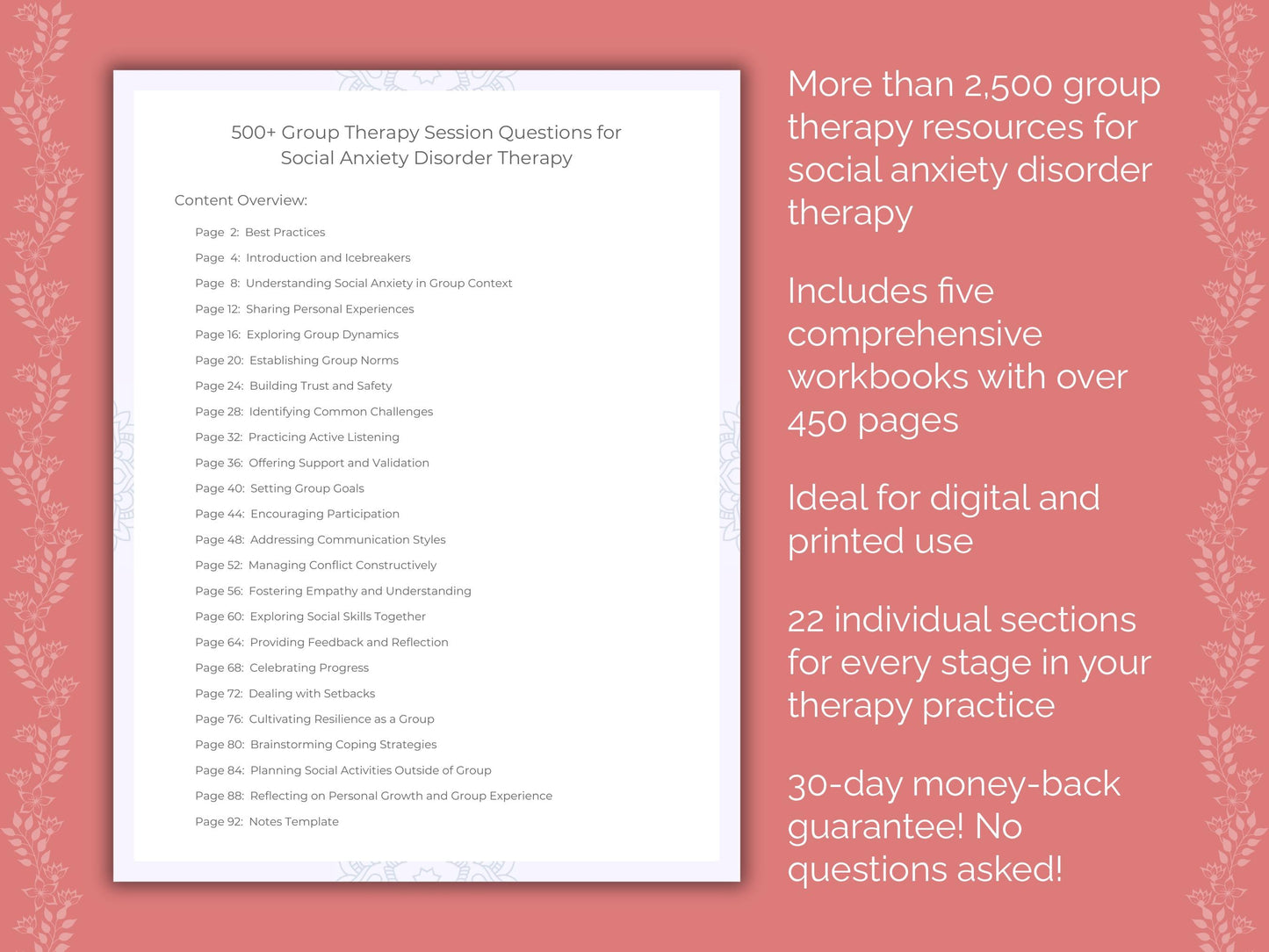 Social Anxiety Disorder Group Therapy Therapist Worksheets