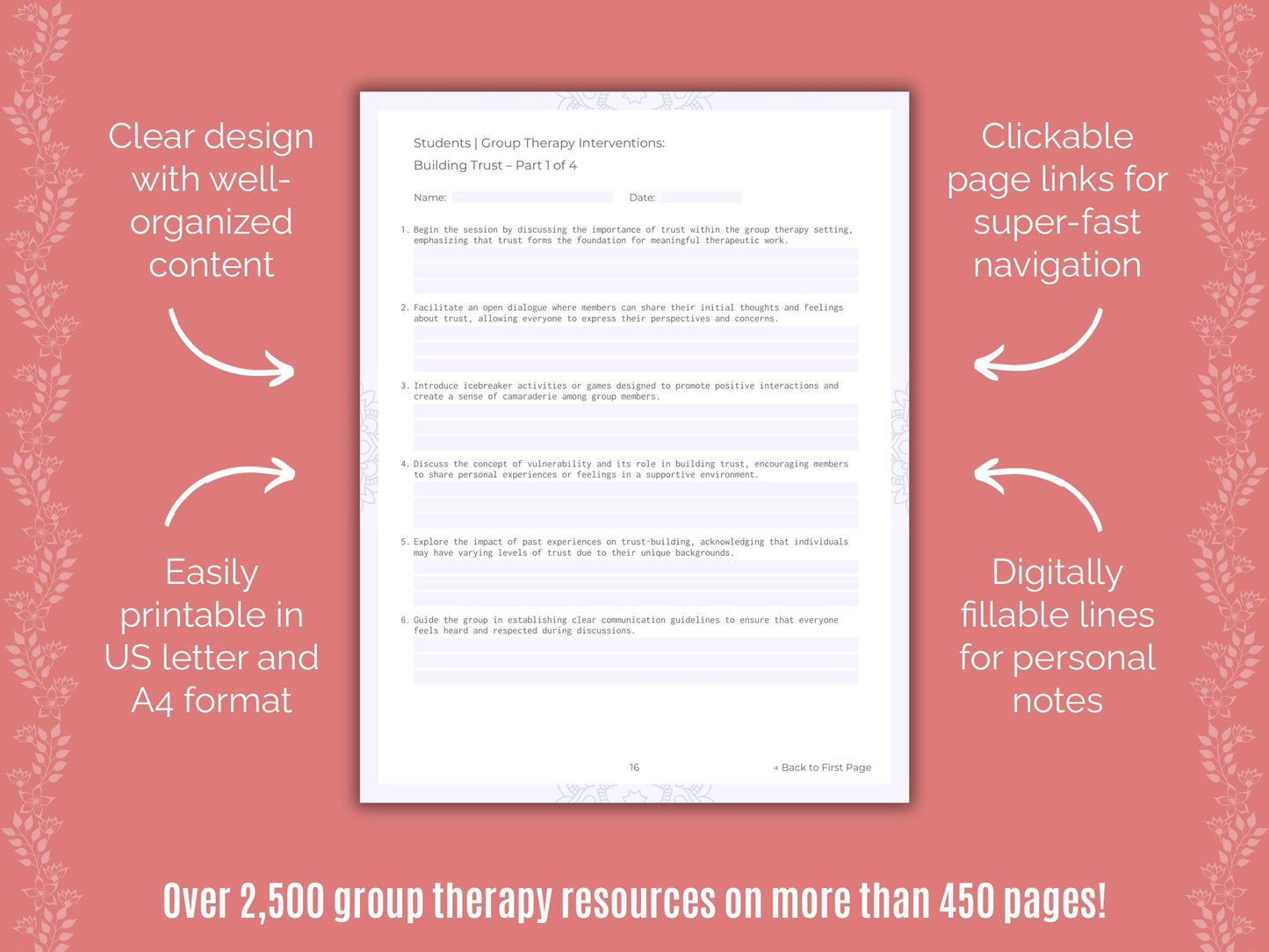 Students Group Therapy Counseling Templates