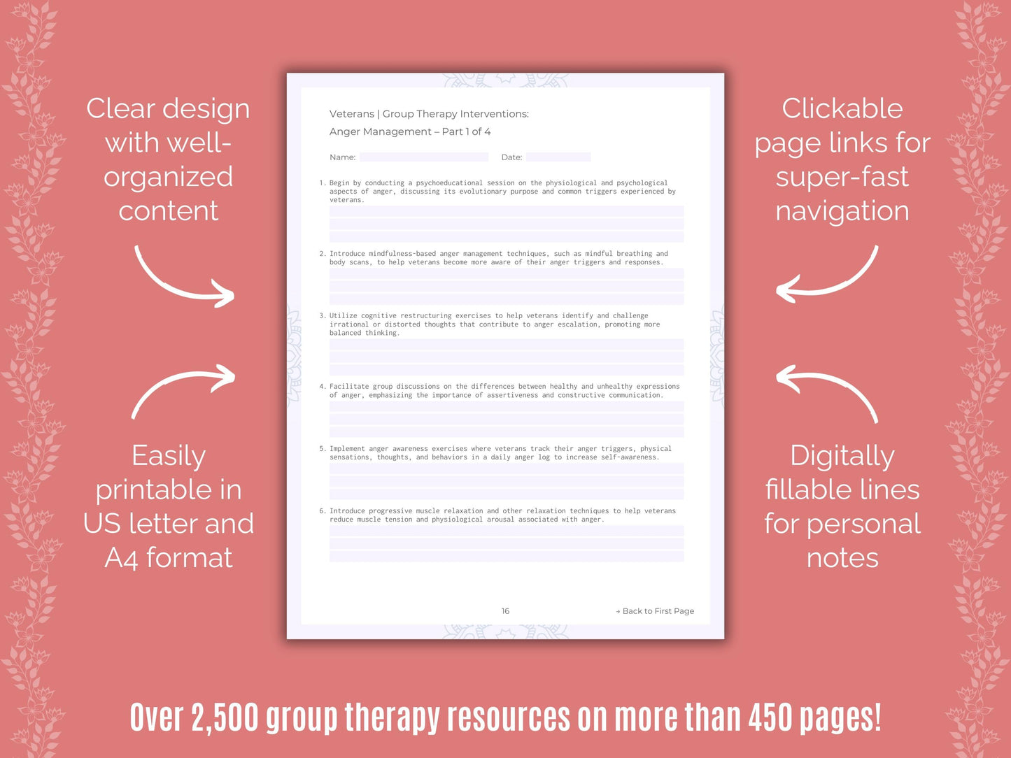 Veterans Group Therapy Counseling Templates