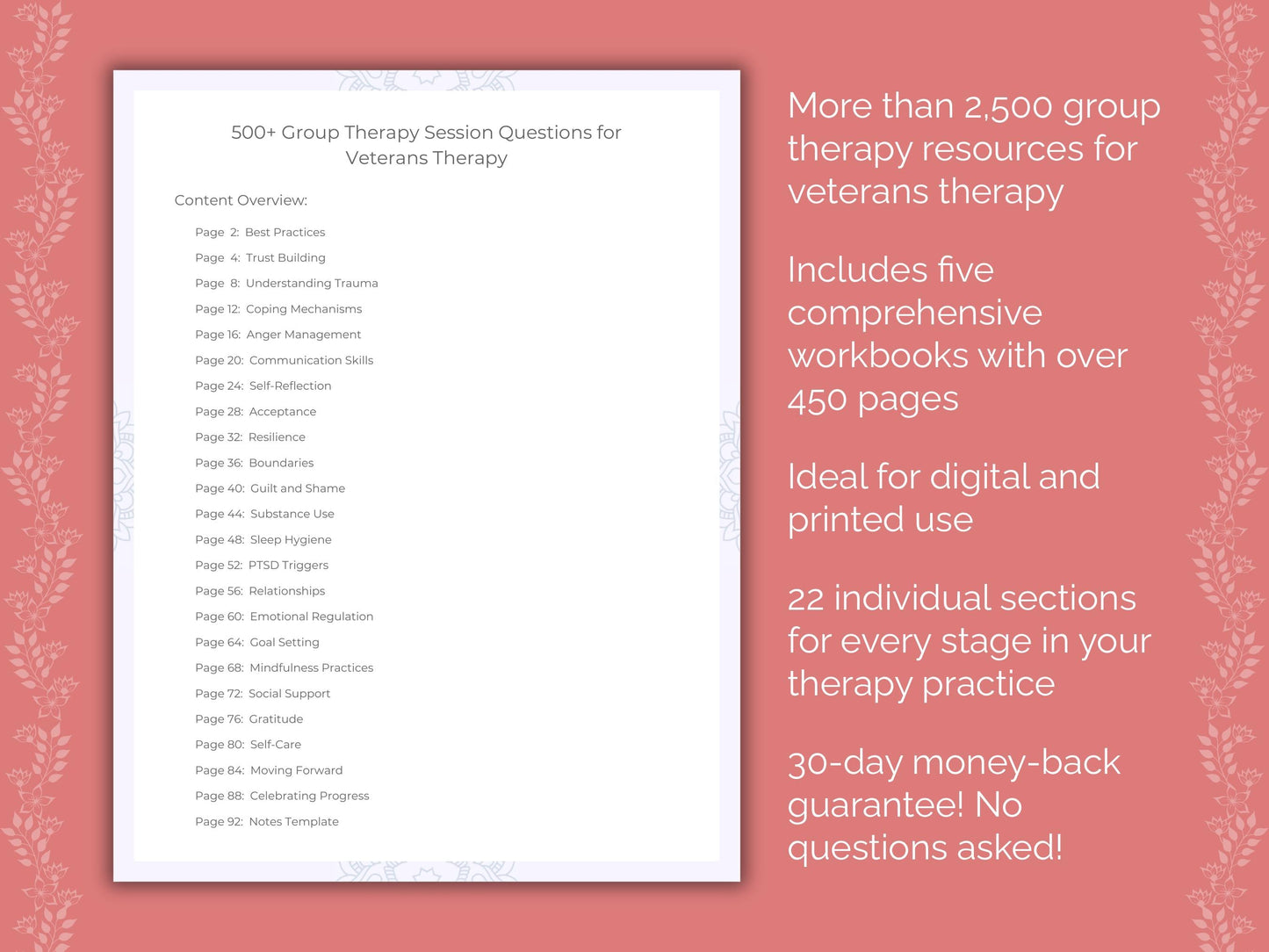 Veterans Group Therapy Therapist Worksheets