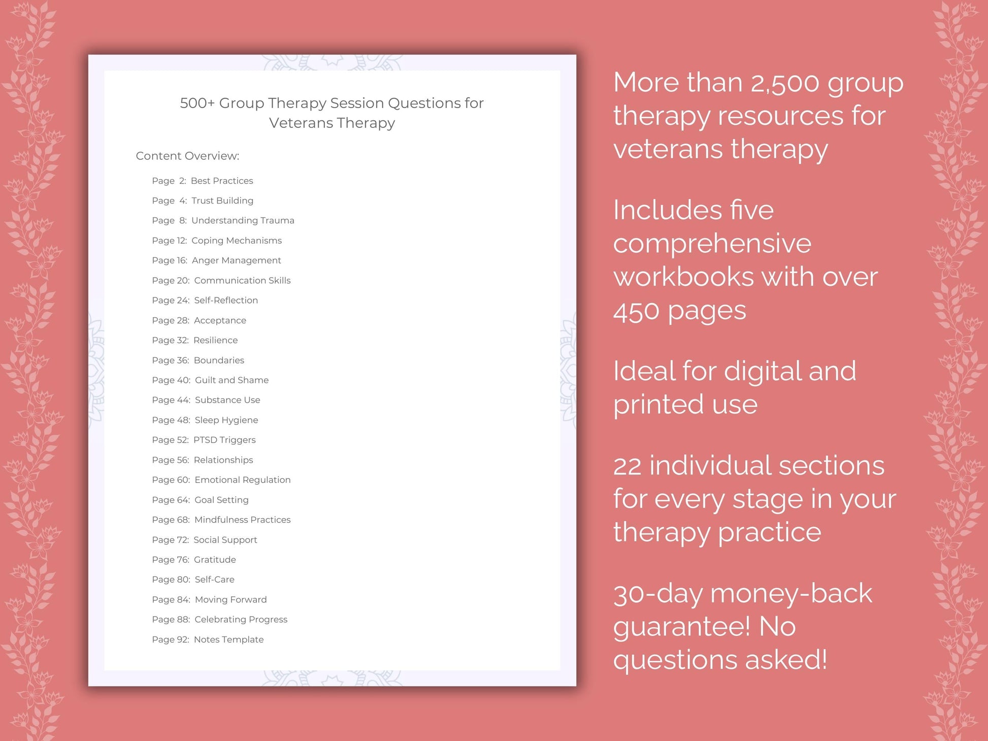 Veterans Group Therapy Therapist Worksheets