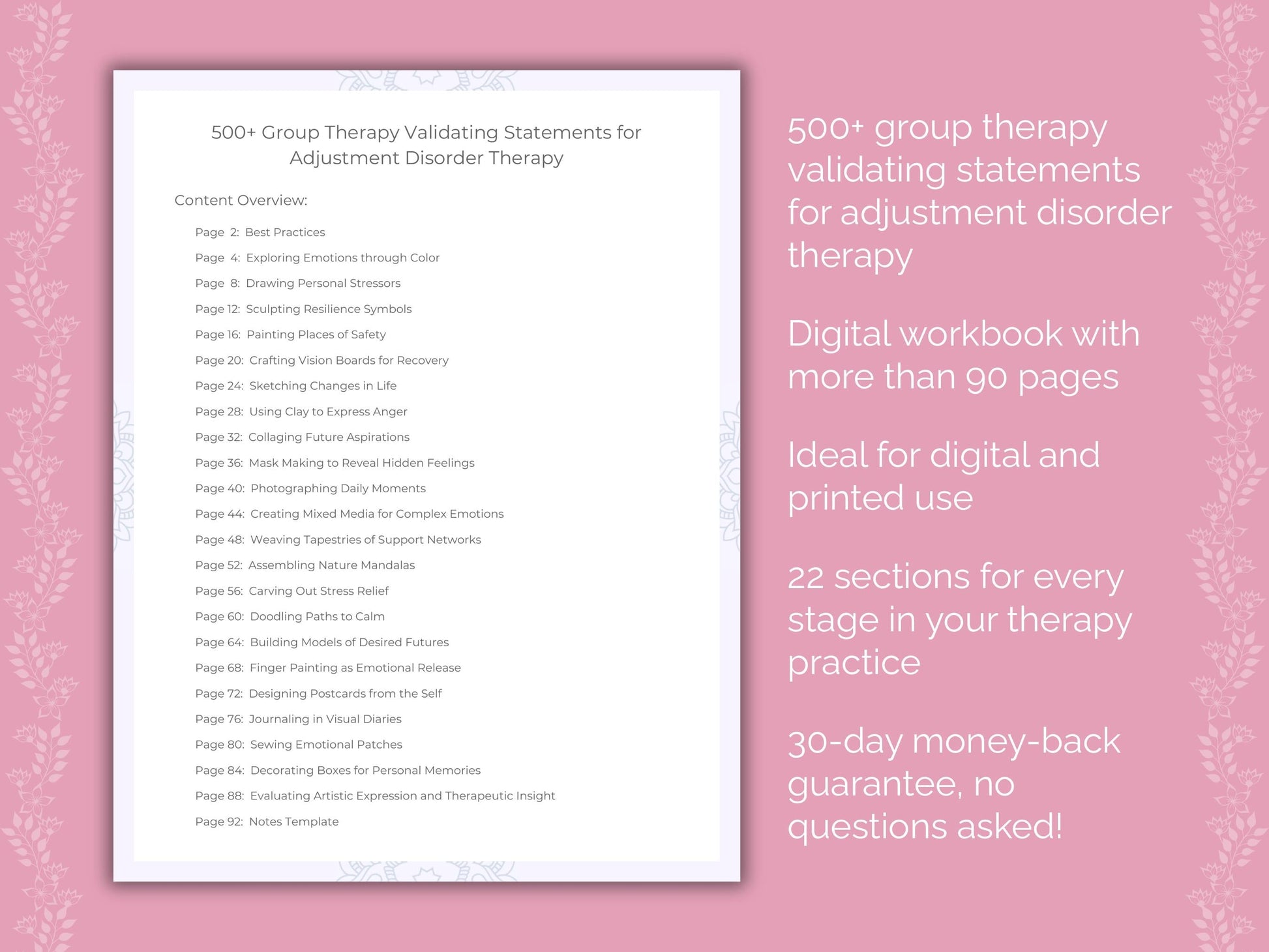 Adjustment Disorder Group Therapy Therapist Worksheets