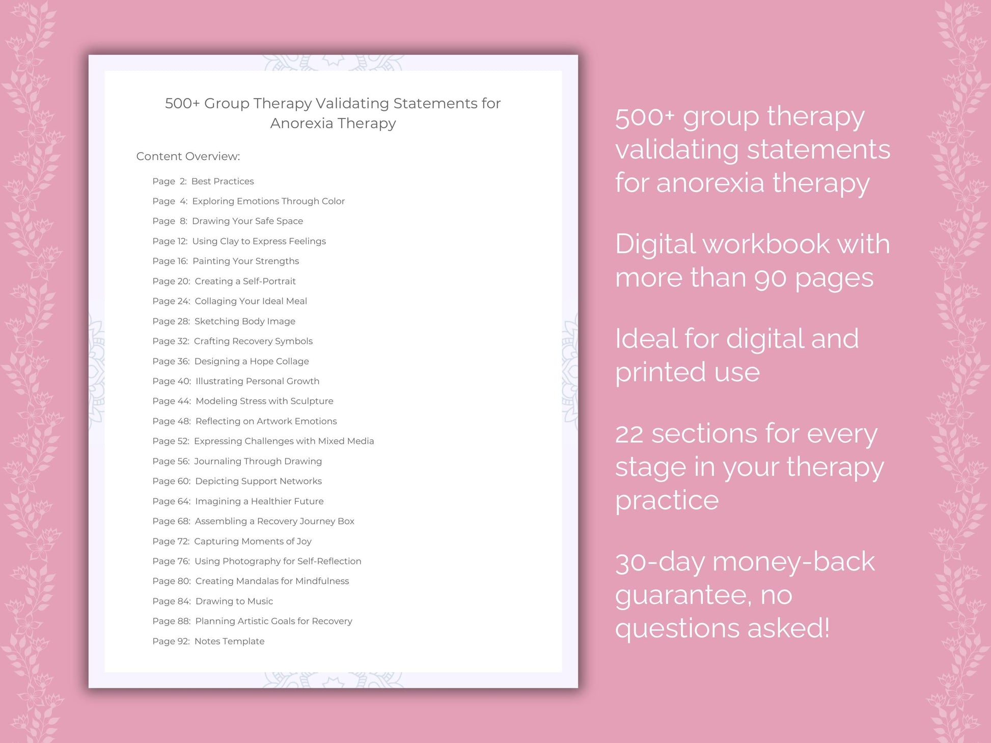 Anorexia Group Therapy Therapist Worksheets