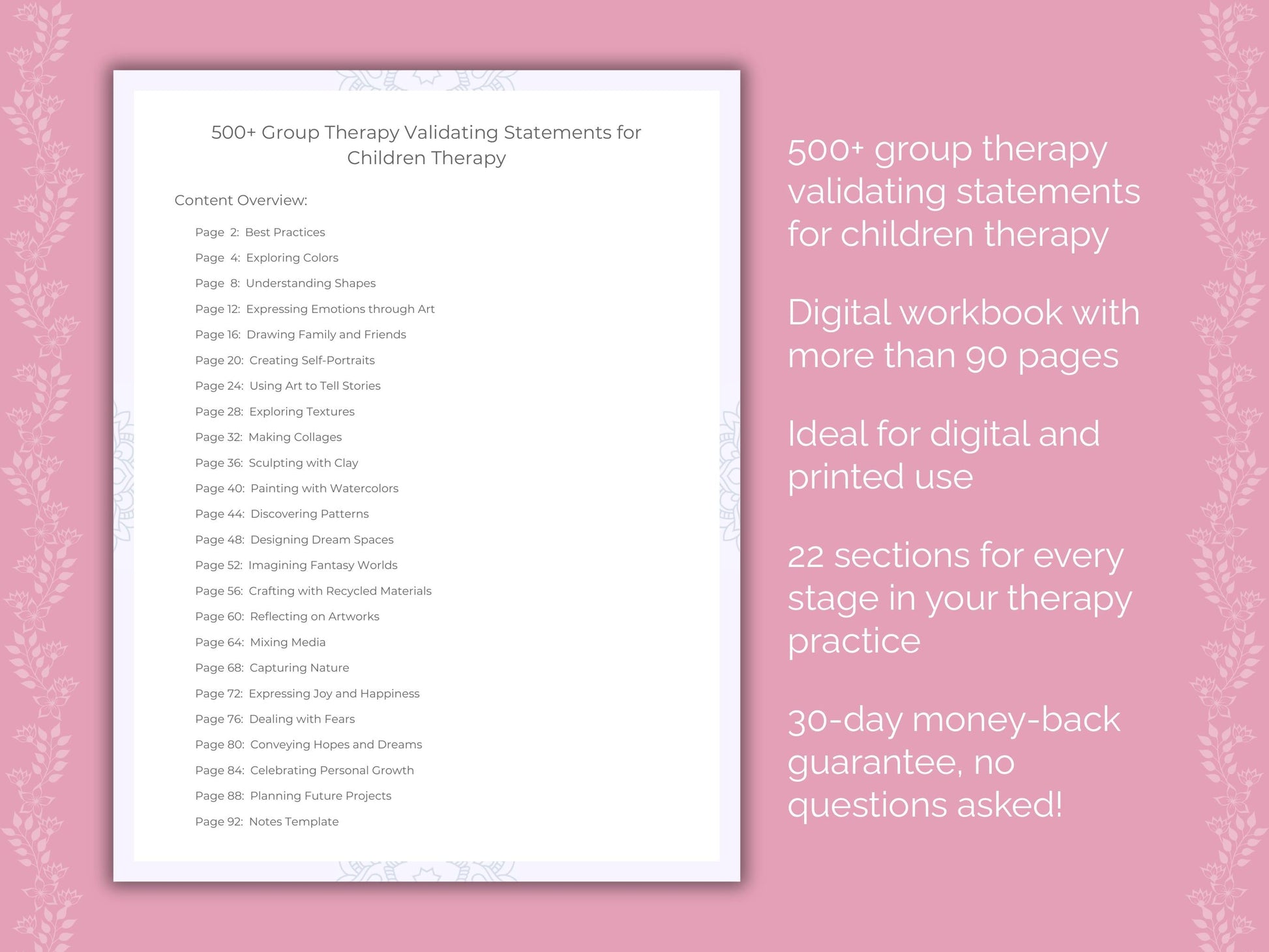 Children Group Therapy Therapist Worksheets