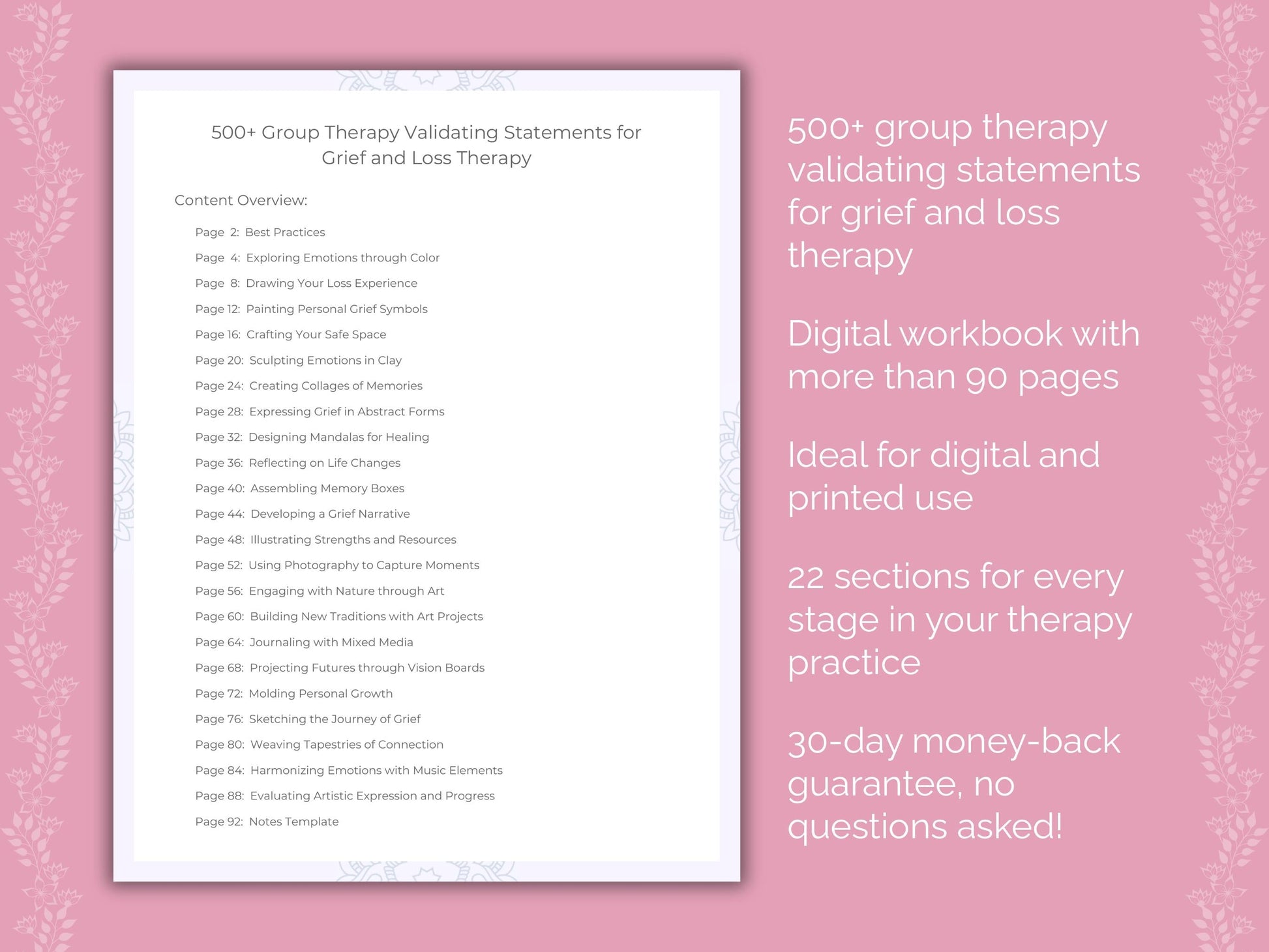 Grief and Loss Group Therapy Therapist Worksheets