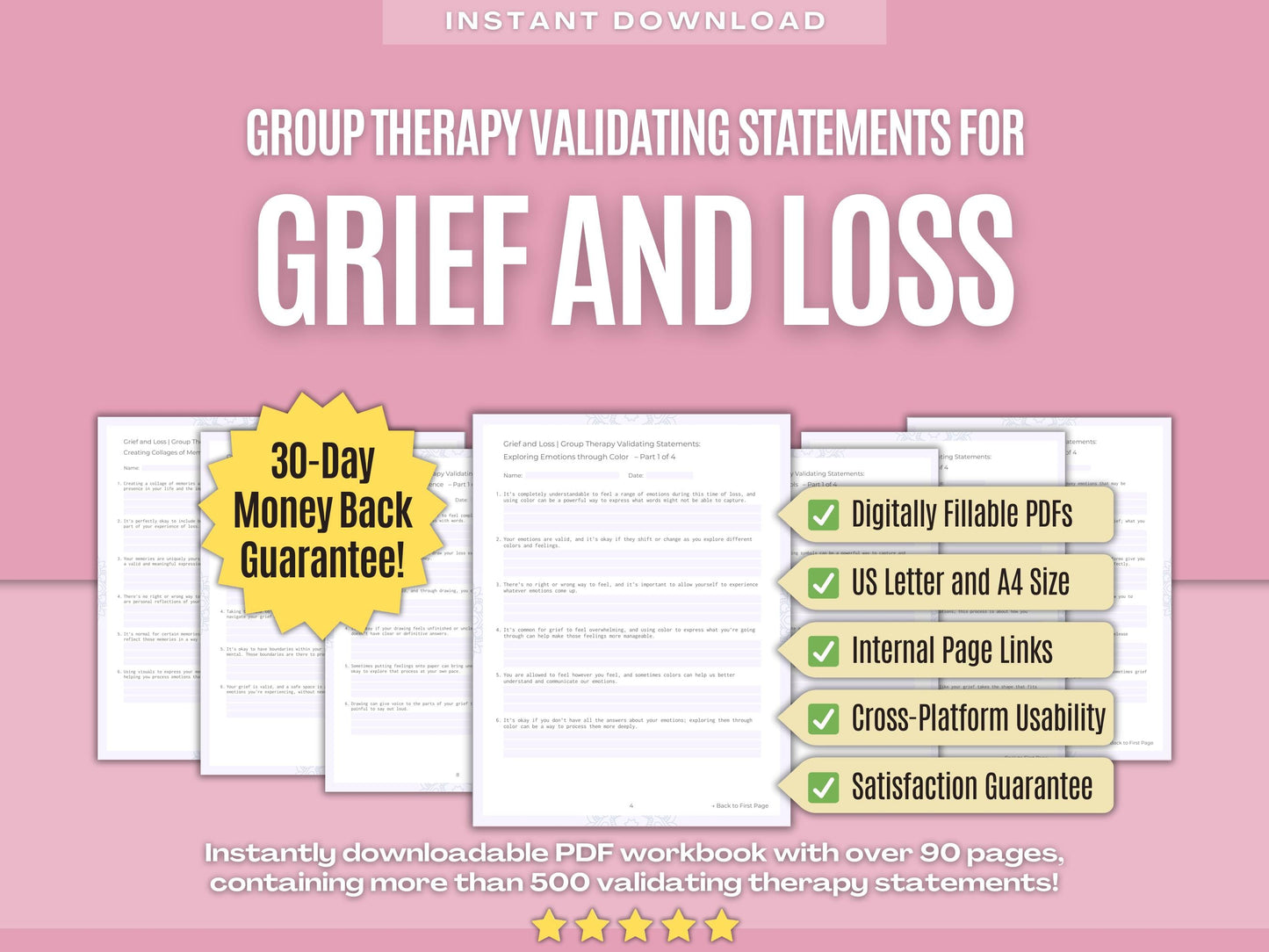 Grief and Loss Group Therapy Psychology Workbooks