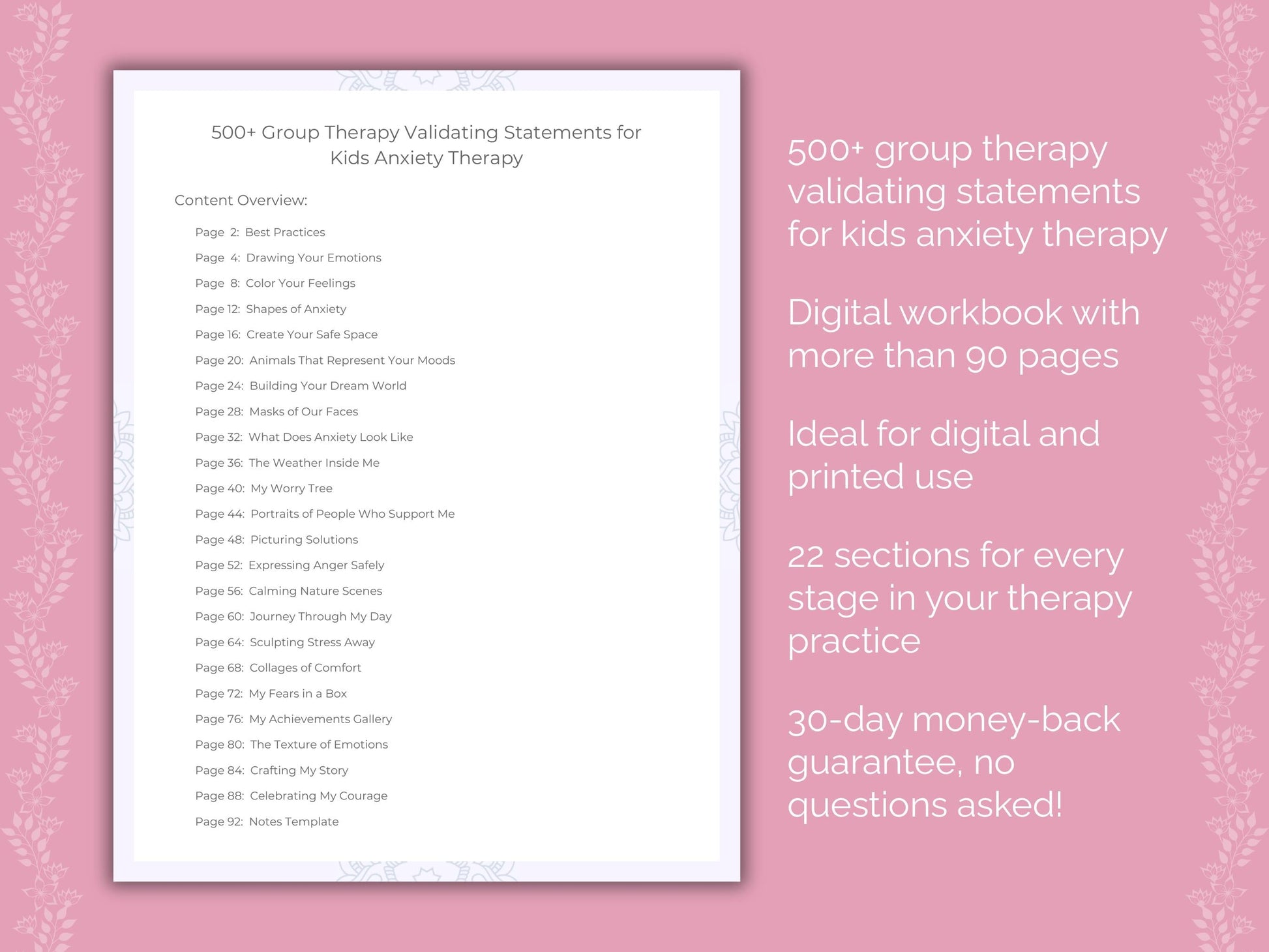 Kids Anxiety Group Therapy Therapist Worksheets