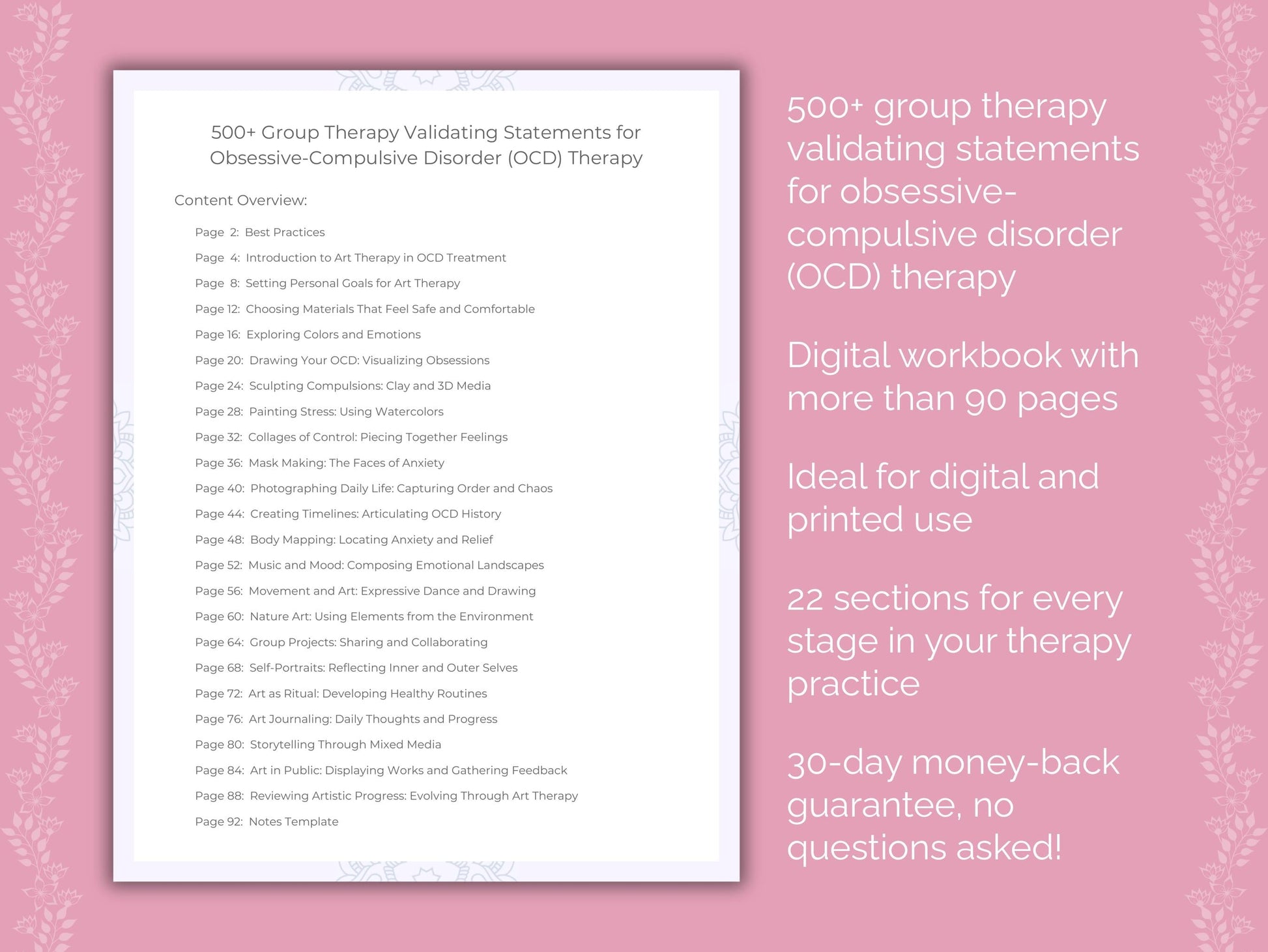 Obsessive-Compulsive Disorder (OCD) Group Therapy Therapist Worksheets