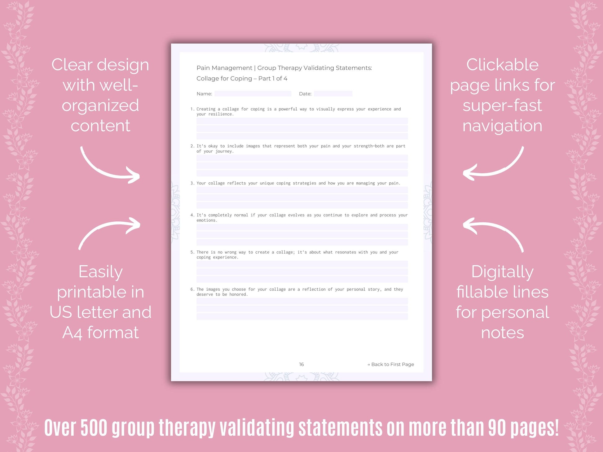 Pain Management Group Therapy Counseling Templates