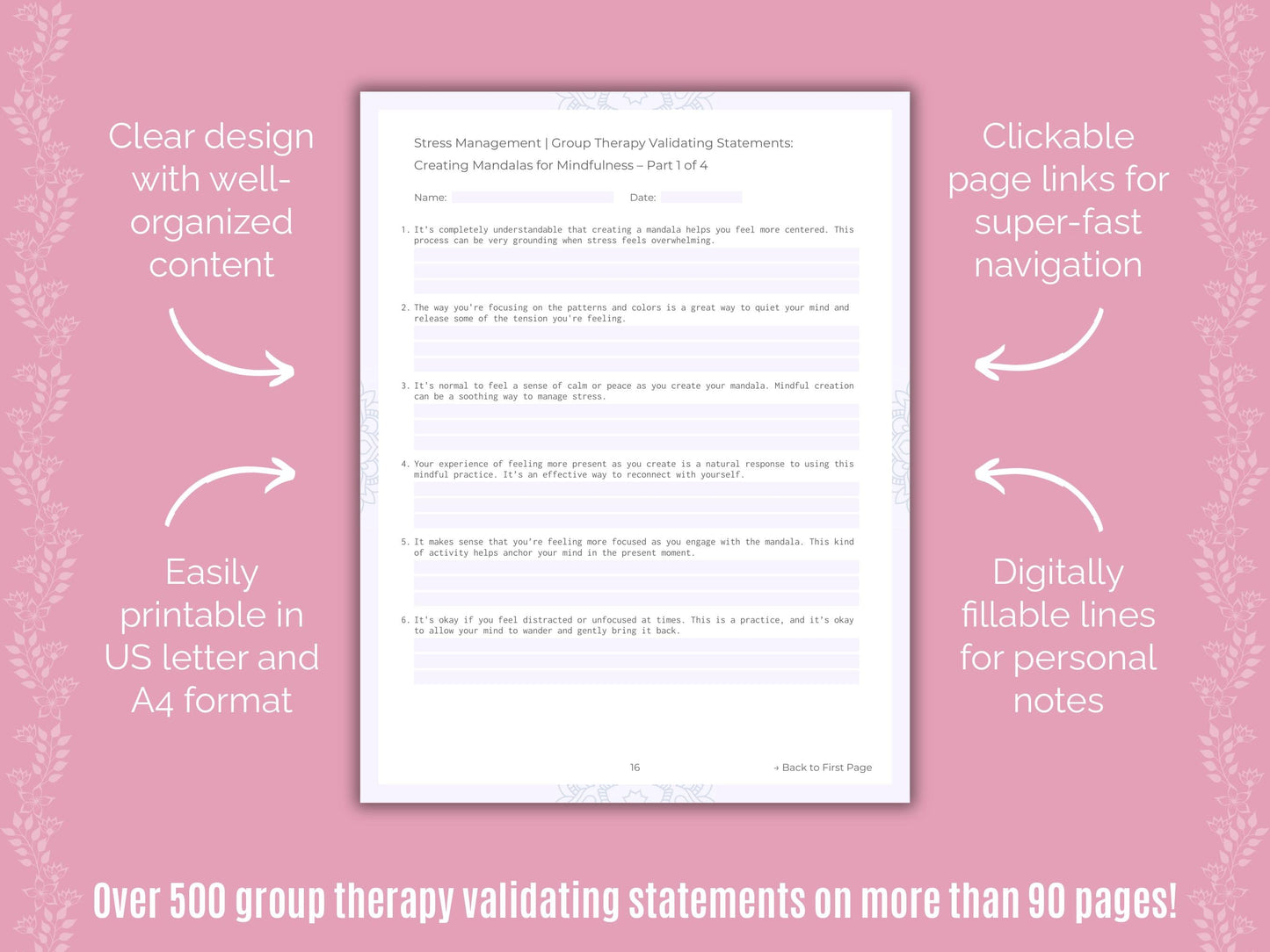 Stress Management Group Therapy Counseling Templates