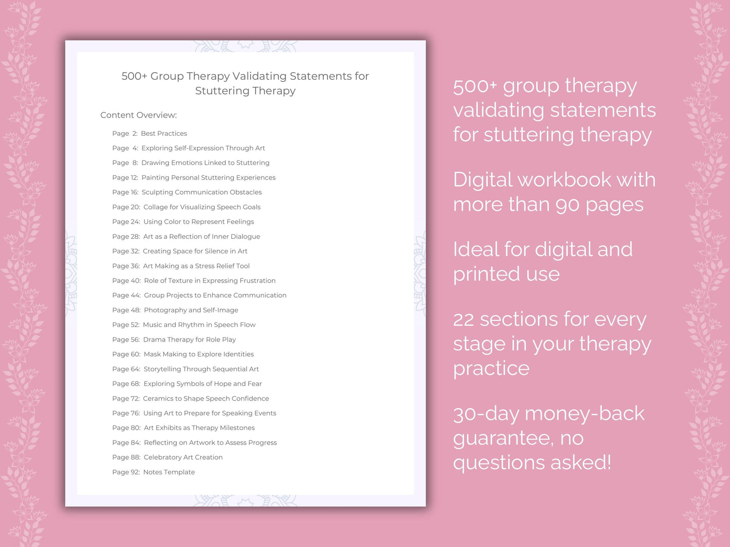 Stuttering Group Therapy Therapist Worksheets