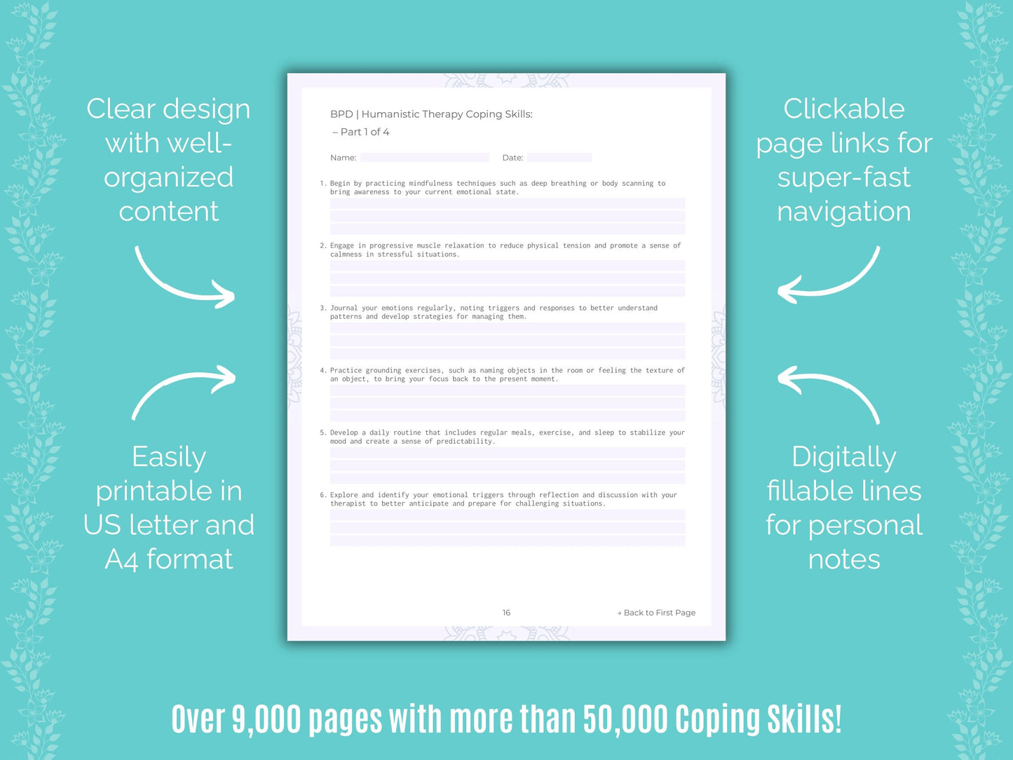 Humanistic Therapy Coping Skills Counselor Cheat Sheets