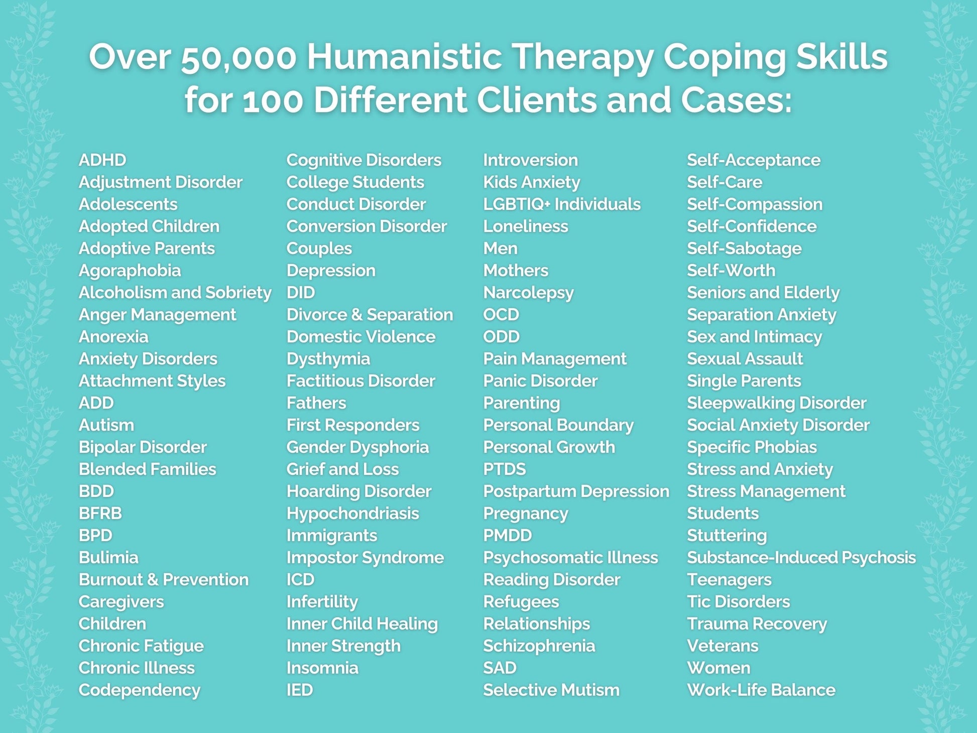 Humanistic Therapy Coping Skills Therapist Worksheets