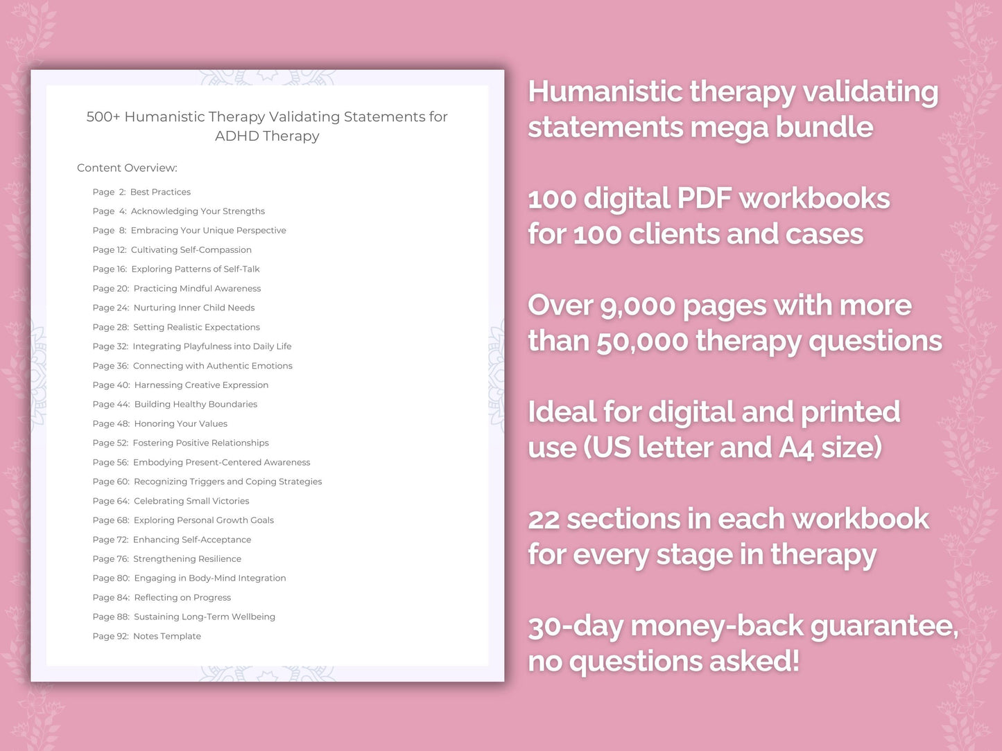 Humanistic Therapy Validating Statements Counseling Templates