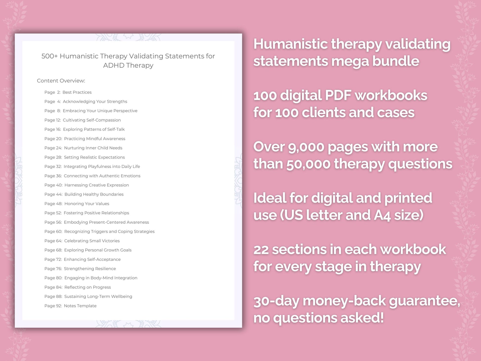 Humanistic Therapy Validating Statements Counseling Templates