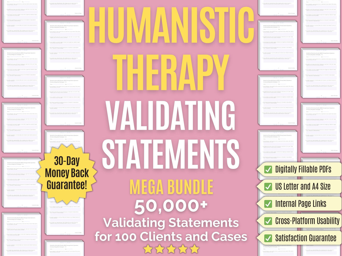 Humanistic Therapy Validating Statements Psychology Workbooks