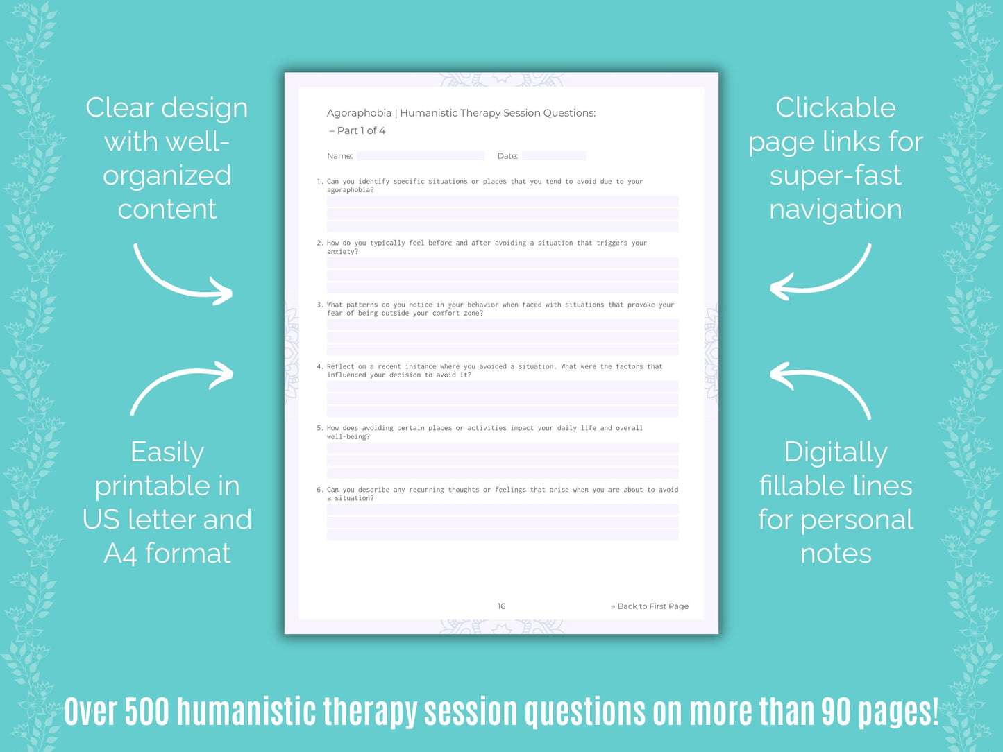 Agoraphobia Humanistic Therapy Counseling Templates