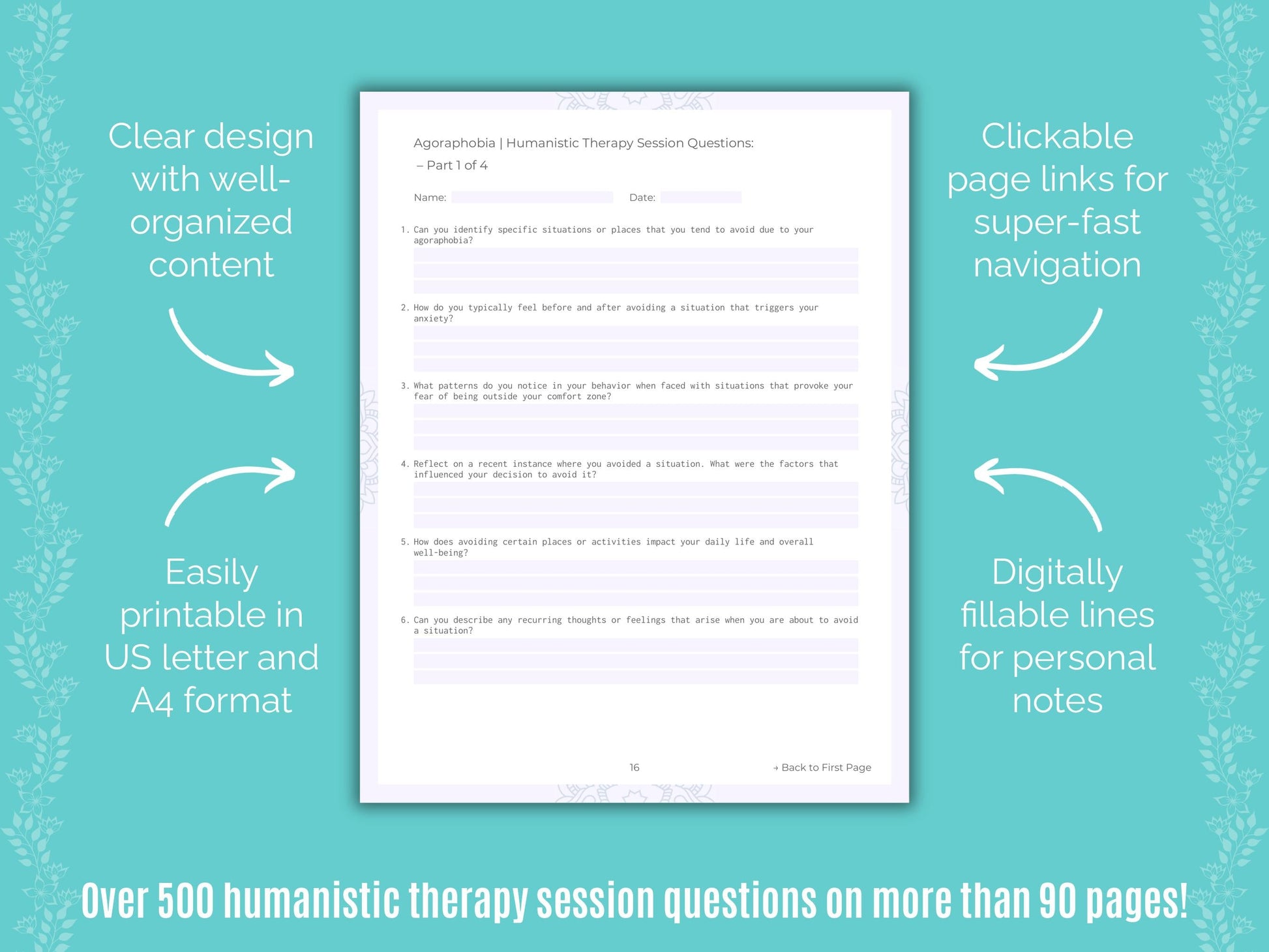 Agoraphobia Humanistic Therapy Counseling Templates