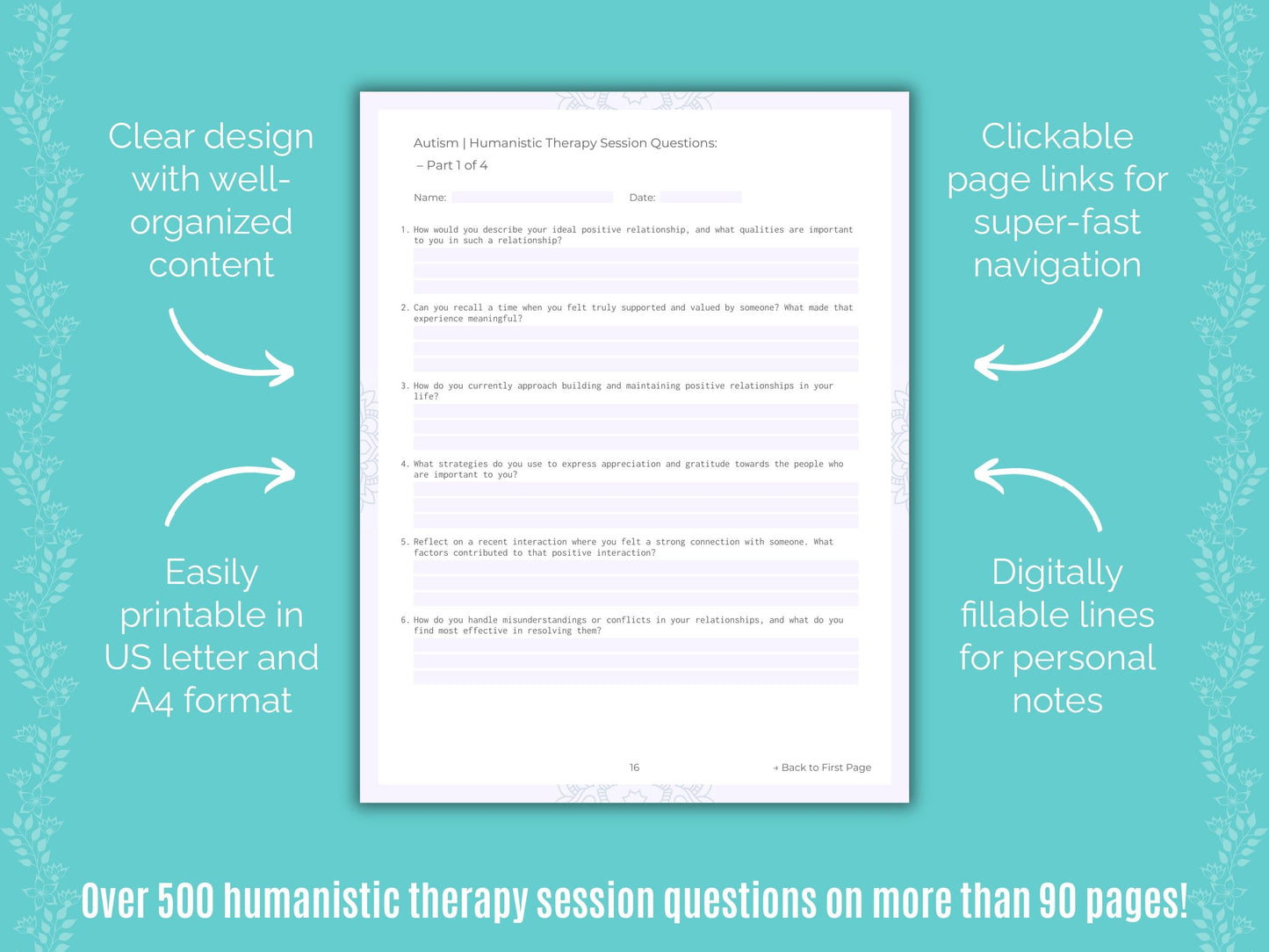 Autism Spectrum Disorder Humanistic Therapy Counseling Templates
