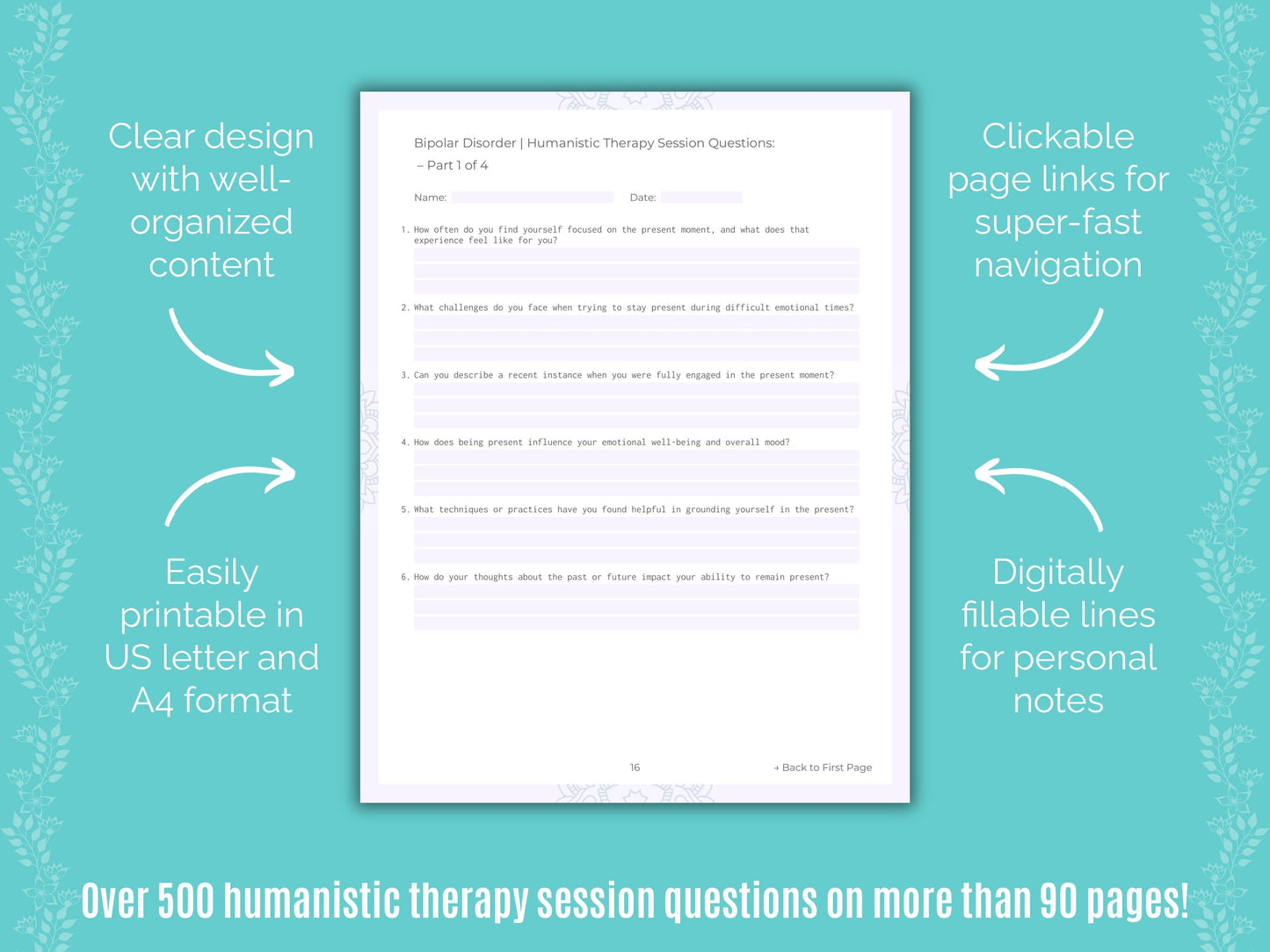 Bipolar Disorder Humanistic Therapy Counseling Templates