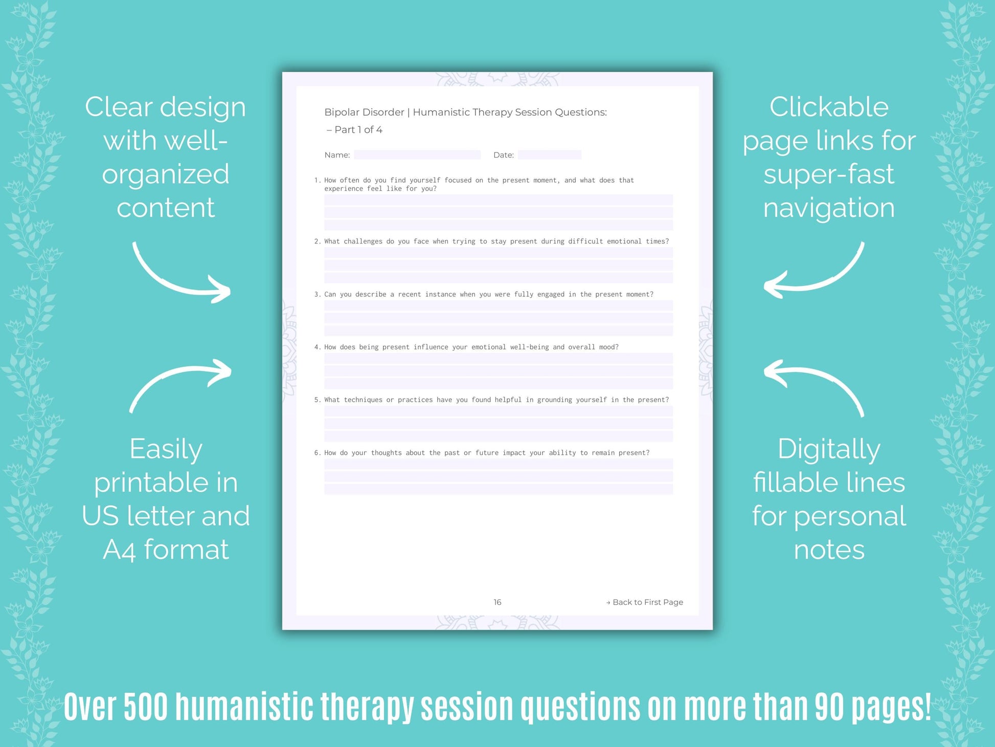 Bipolar Disorder Humanistic Therapy Counseling Templates